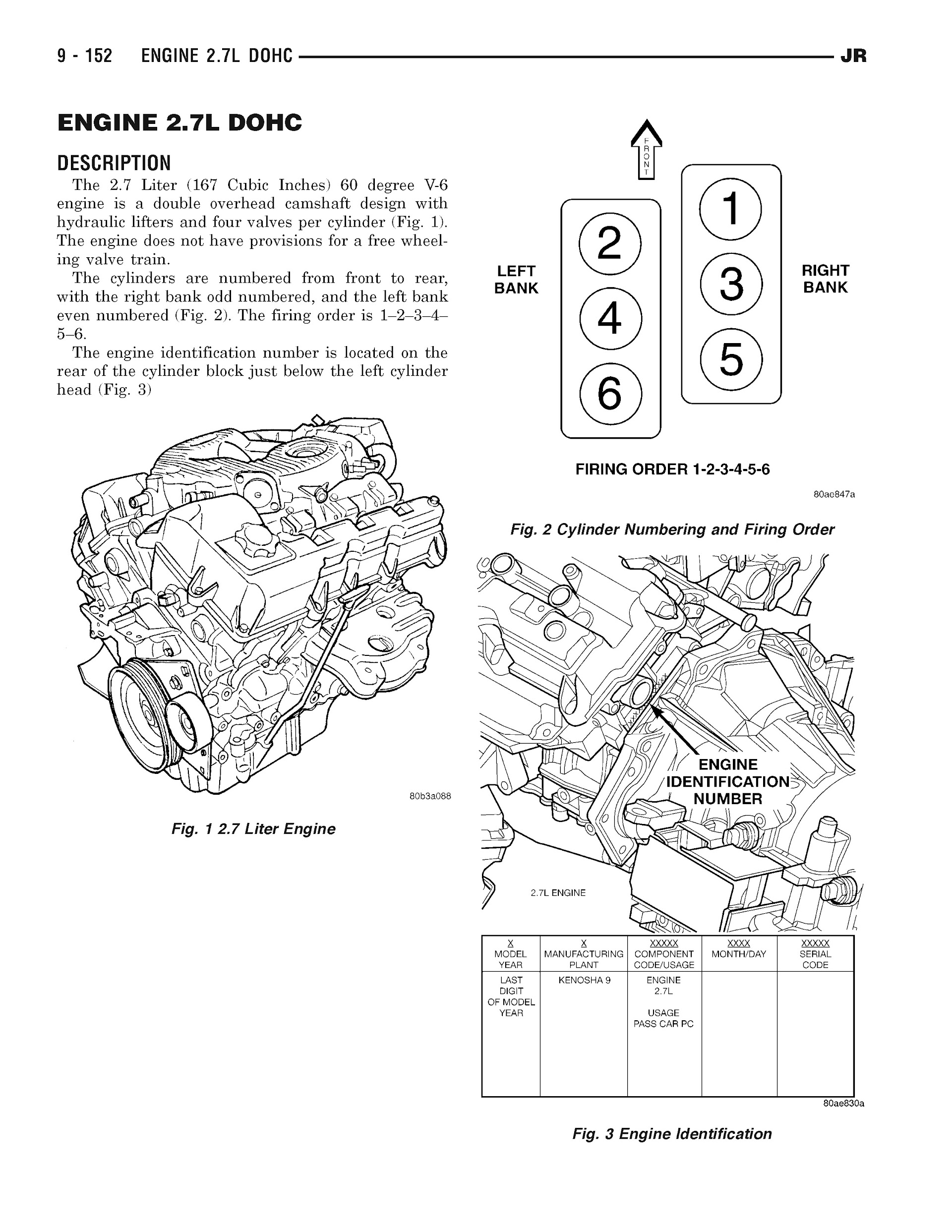 2001-2006 Chrysler Sebring Repair Manual, Engine 2.7L DOHC