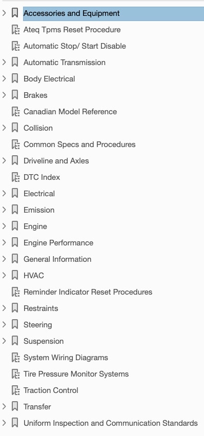 Table of Contents: 2016-2020 Chrysler 200 Repair Manual