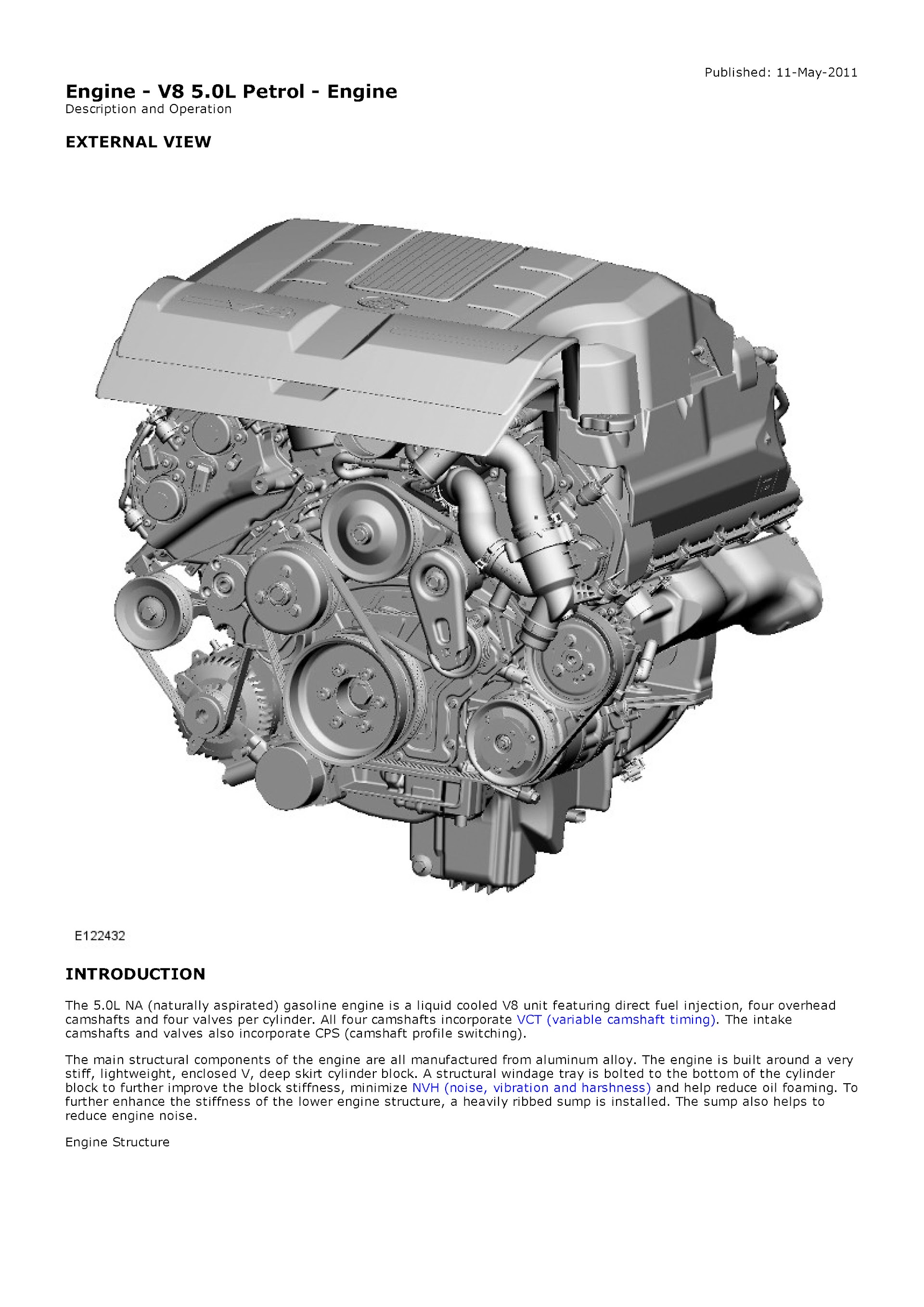 2009-2011 Land Rover Discovery 4 Repair Manual, Engine V8 5.0L Petrol