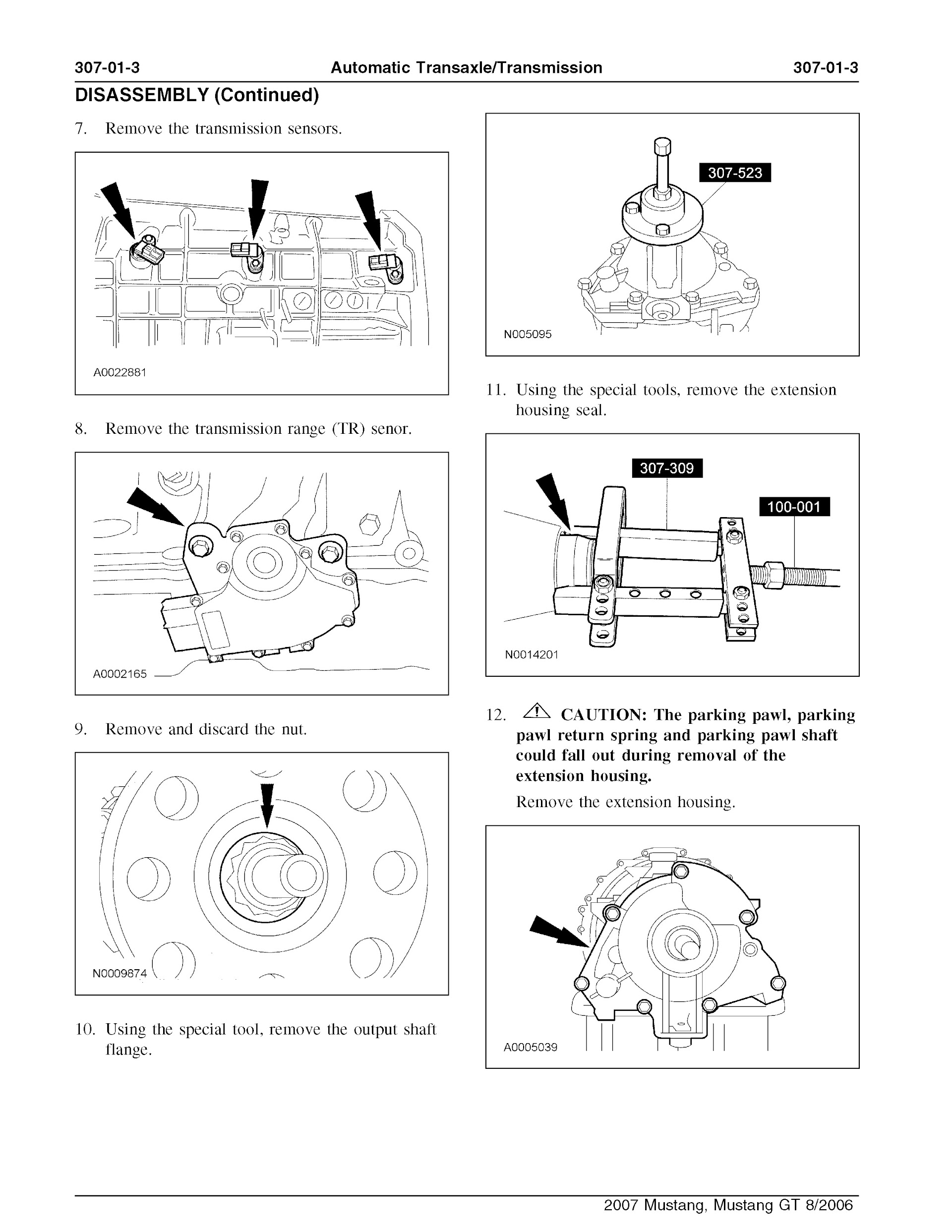2007 Ford Mustang Repair Manual, Tranmission Assembly and Disassembly