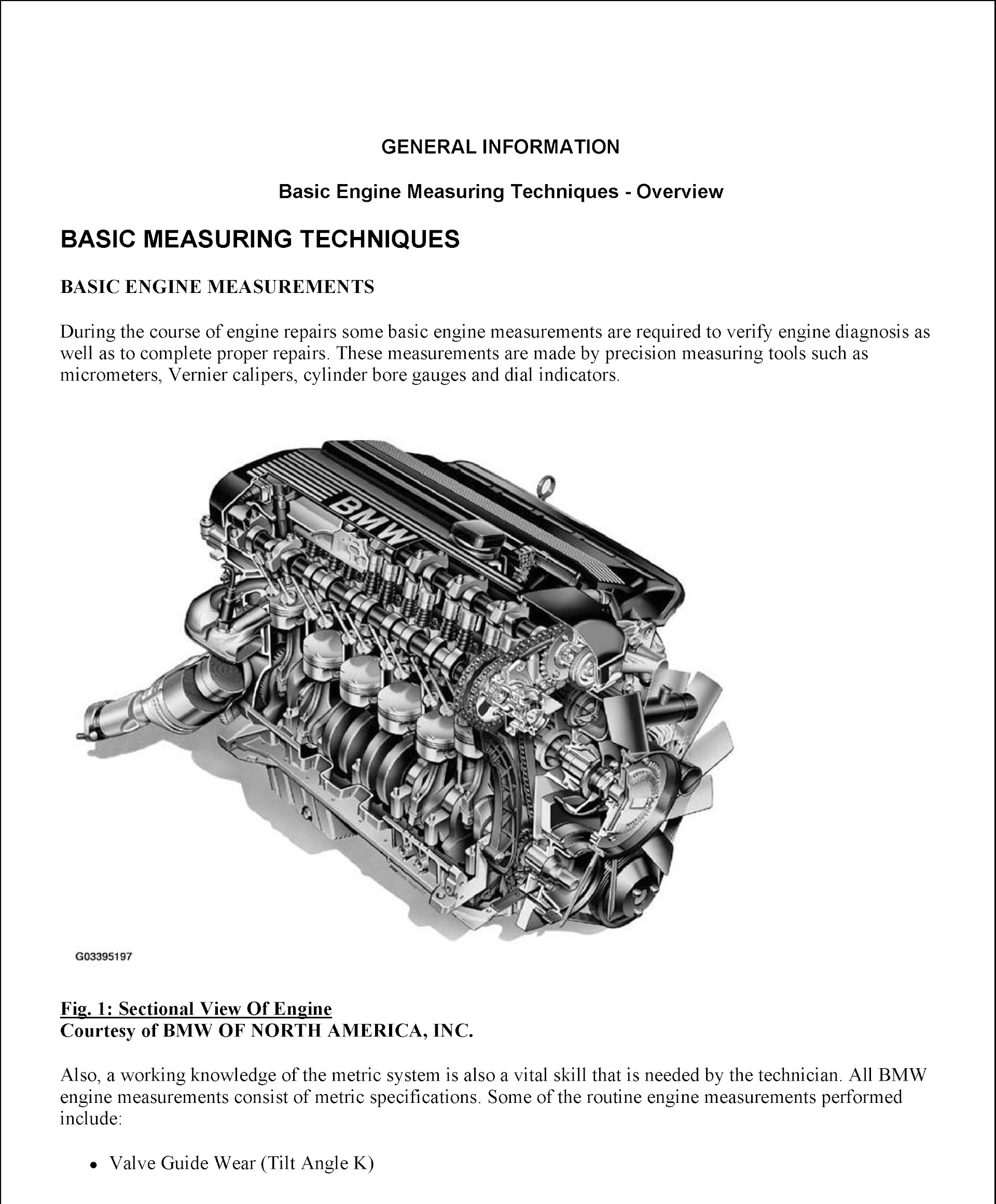 2014 BMW X6 Repair Manual, Basic Engine Measuring Techniques
