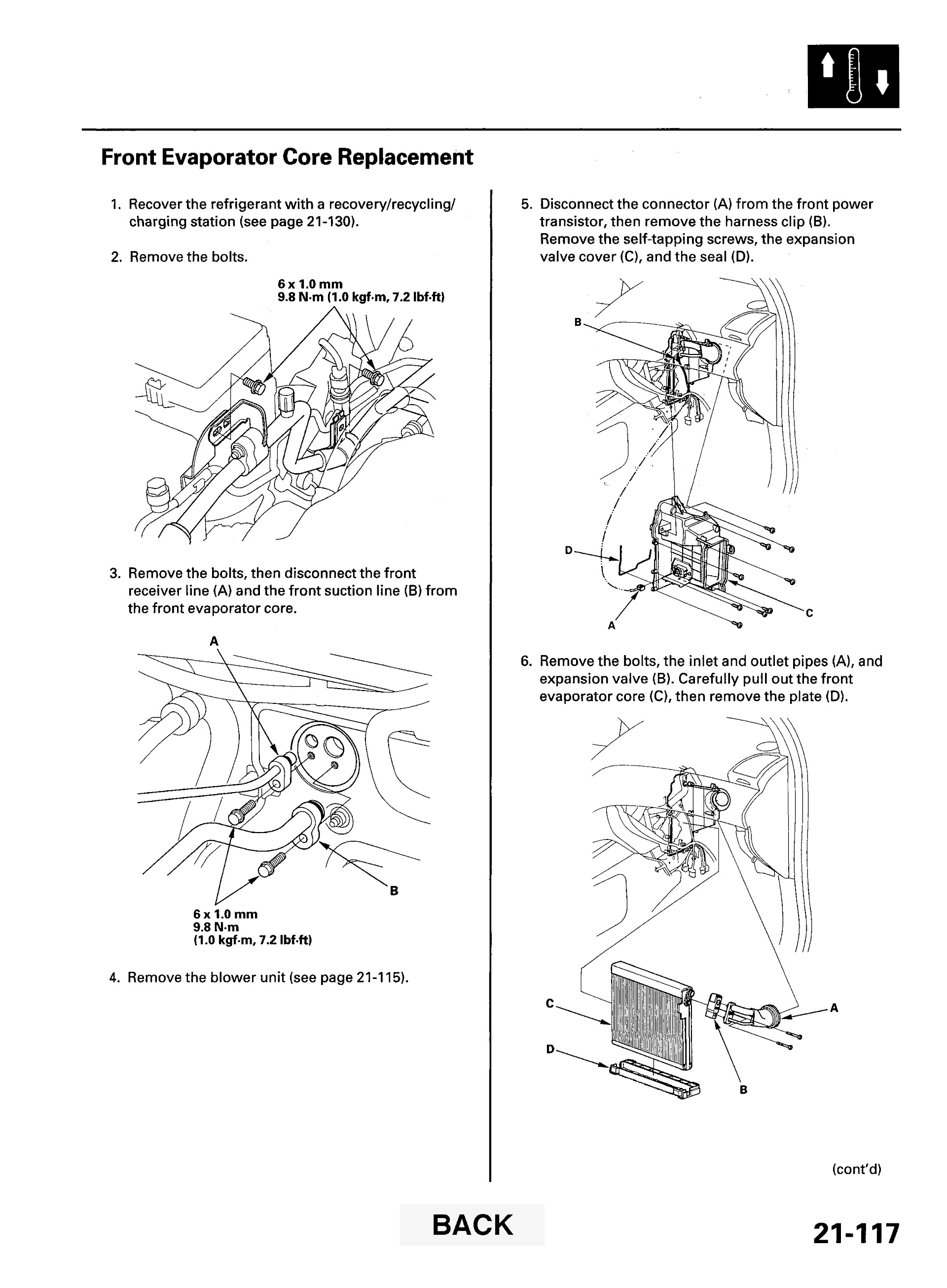 2009 Acura MDX Repair Manual, Front Evaporator Core Replacement