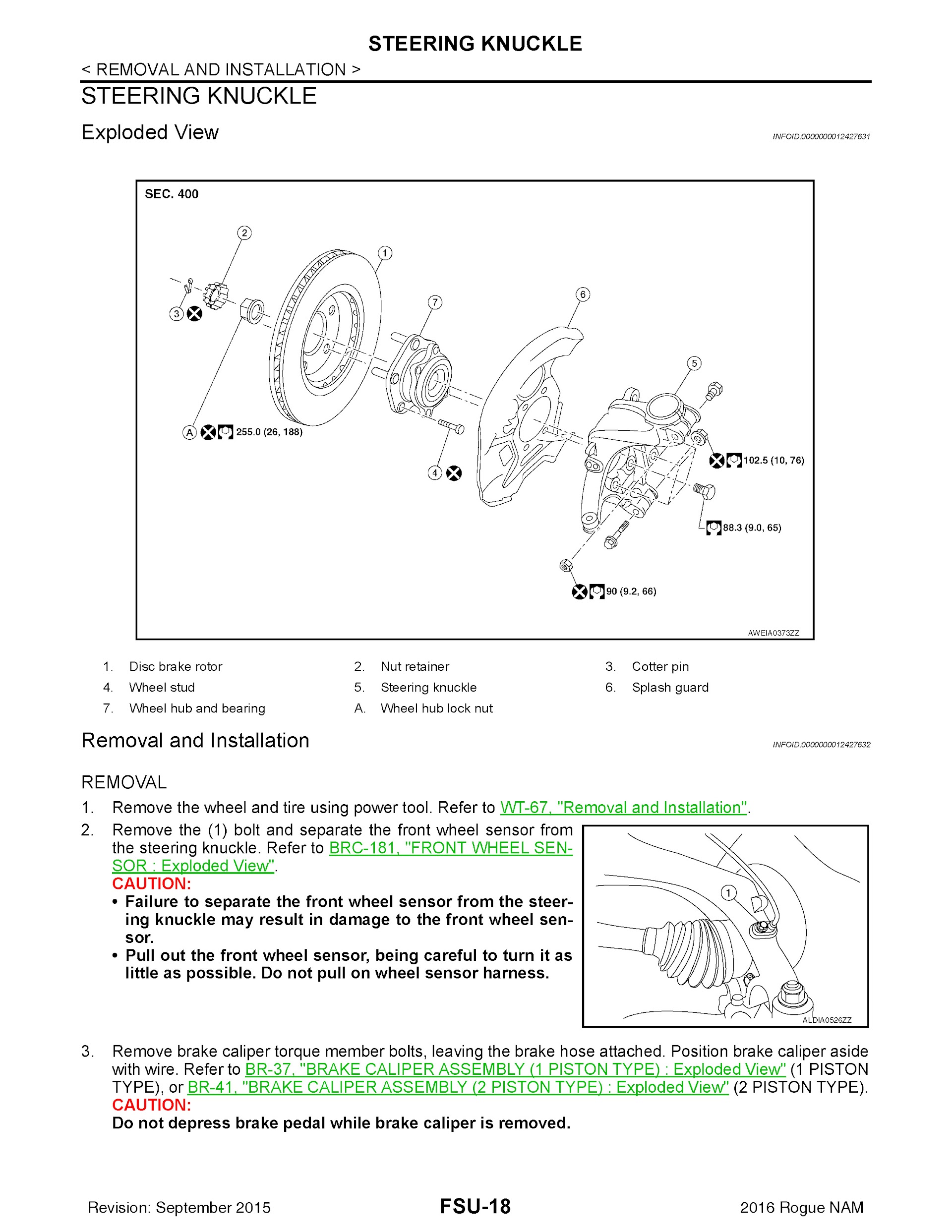 2016 Nissan Rogue T32 Repair Manual, Steering Knuckle