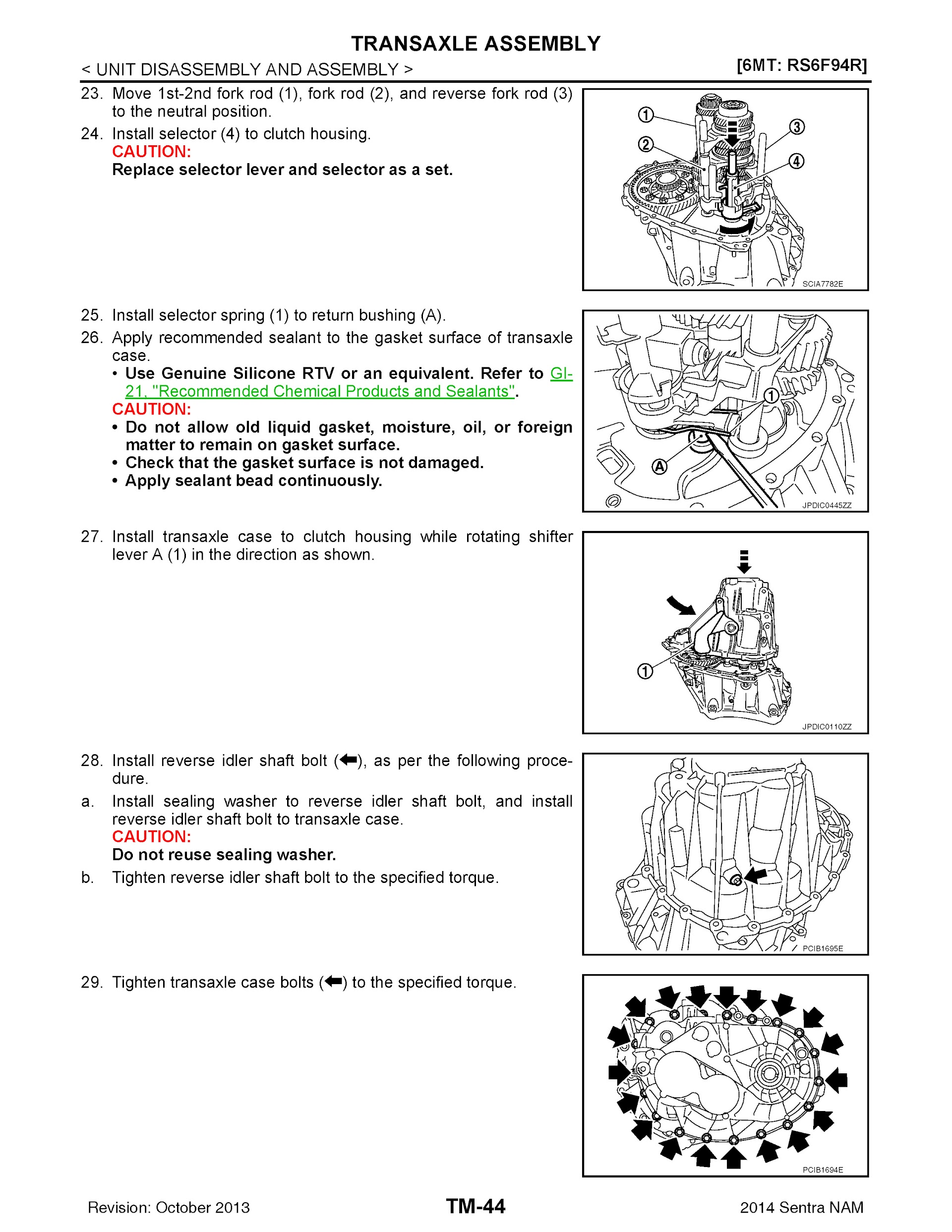 2014 Nissan Sentra Repair Manual, Transaxle Assembly