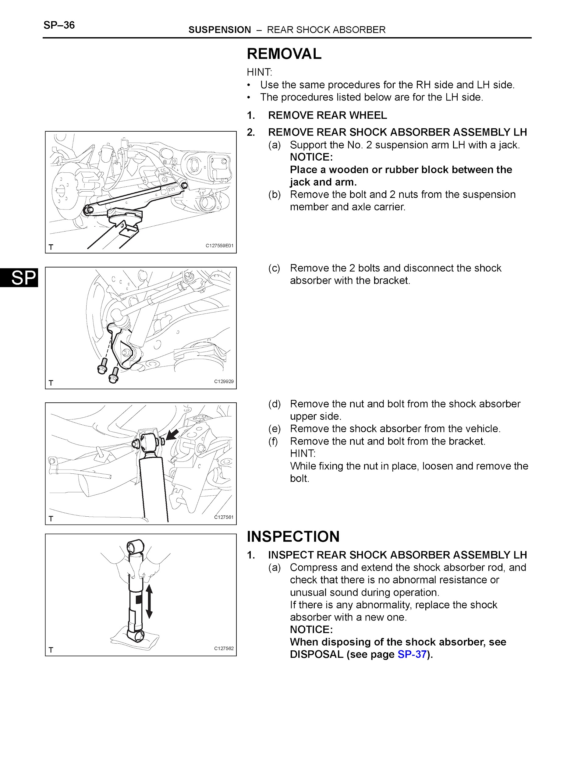 2006 Toyota RAV4 Repair Manual, Rear Shock Absorber