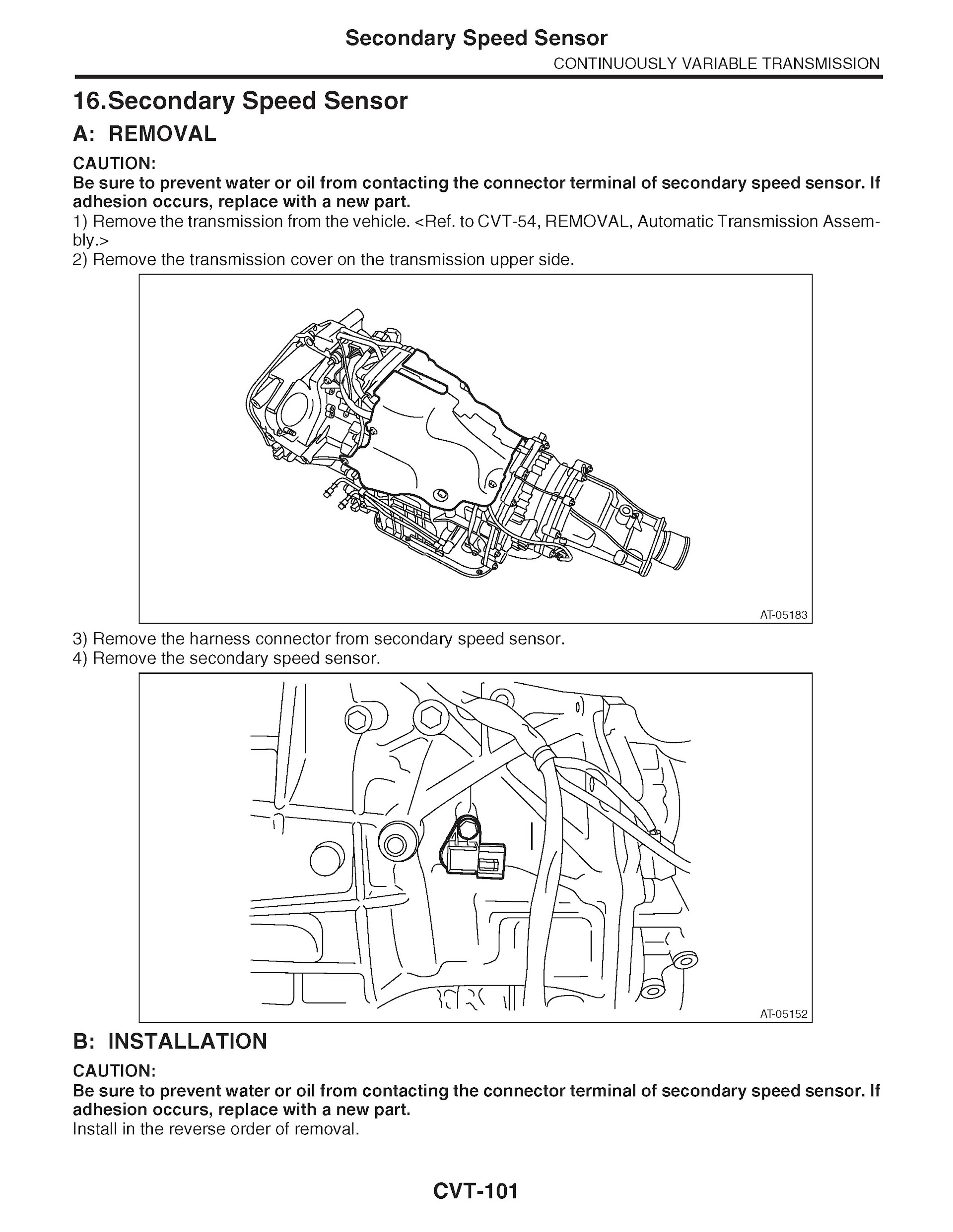 2010 Subaru Legacy Repair Manual Secondary Speed Sensor