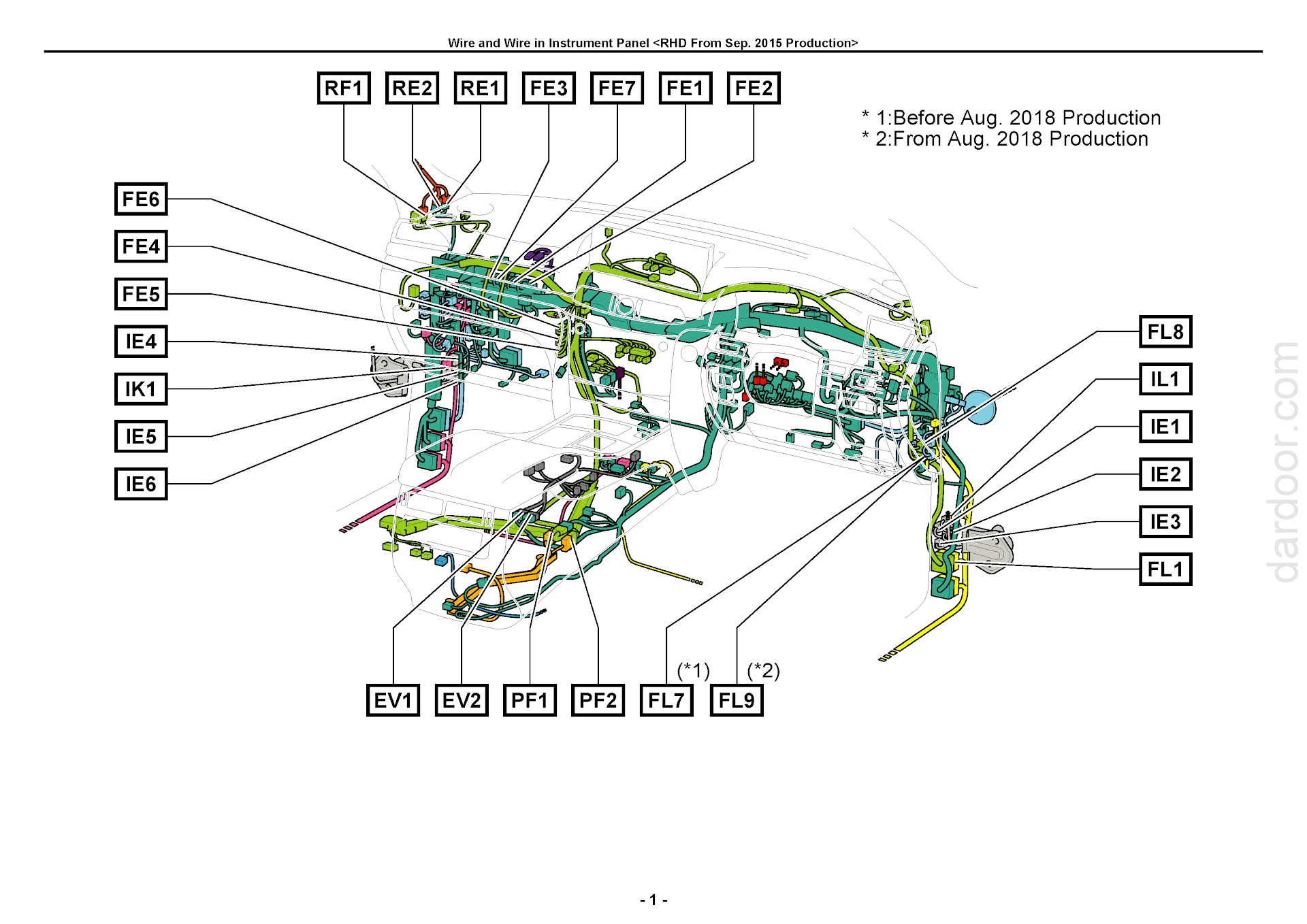2018 Lexus LX 570 and LX 460 Wiring Diagram, Wire hanress in Instrument Panel