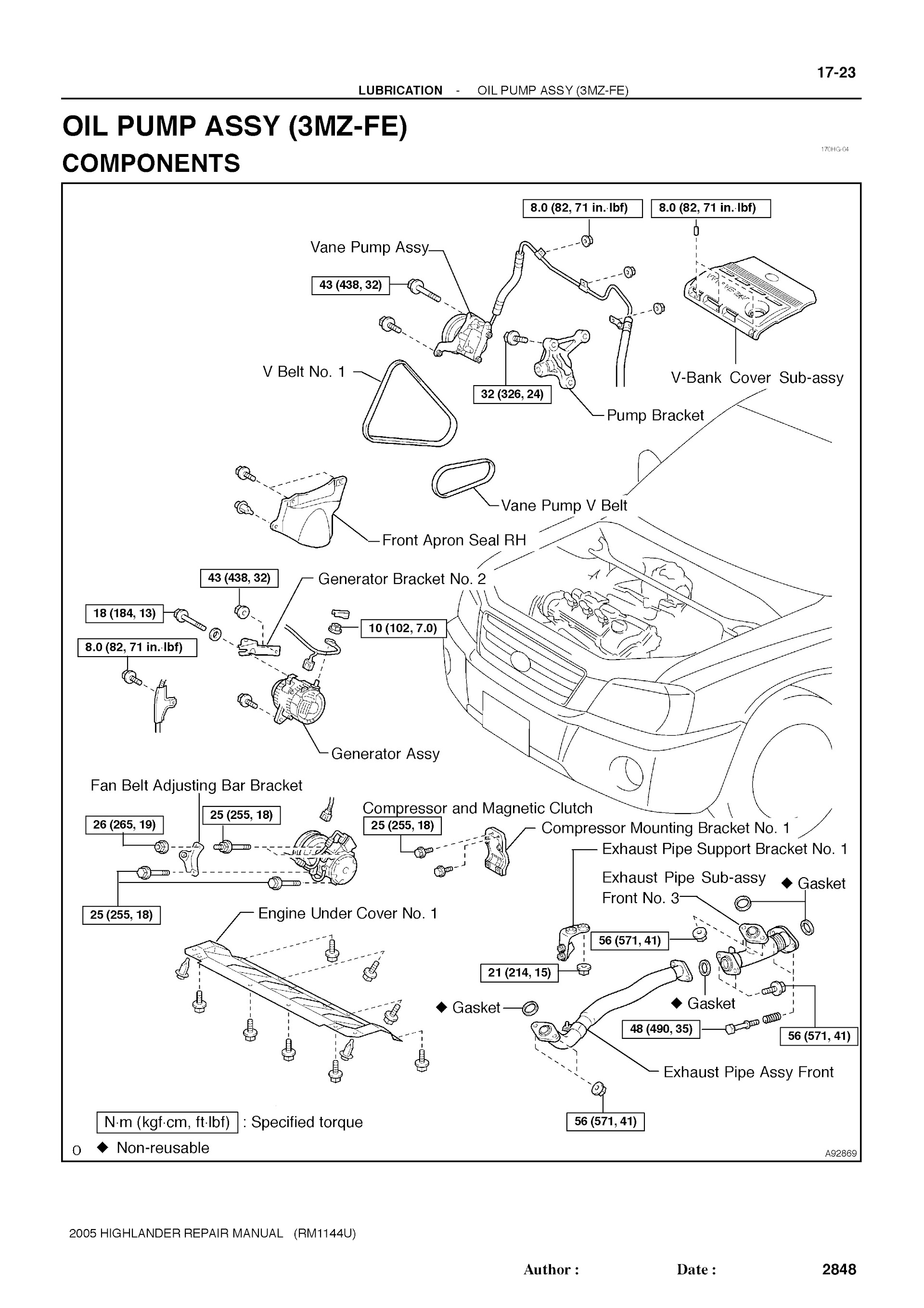 2001-2007 Toyota Highlander Repair Manual, Oil Pump Assy (3MZ-FE)