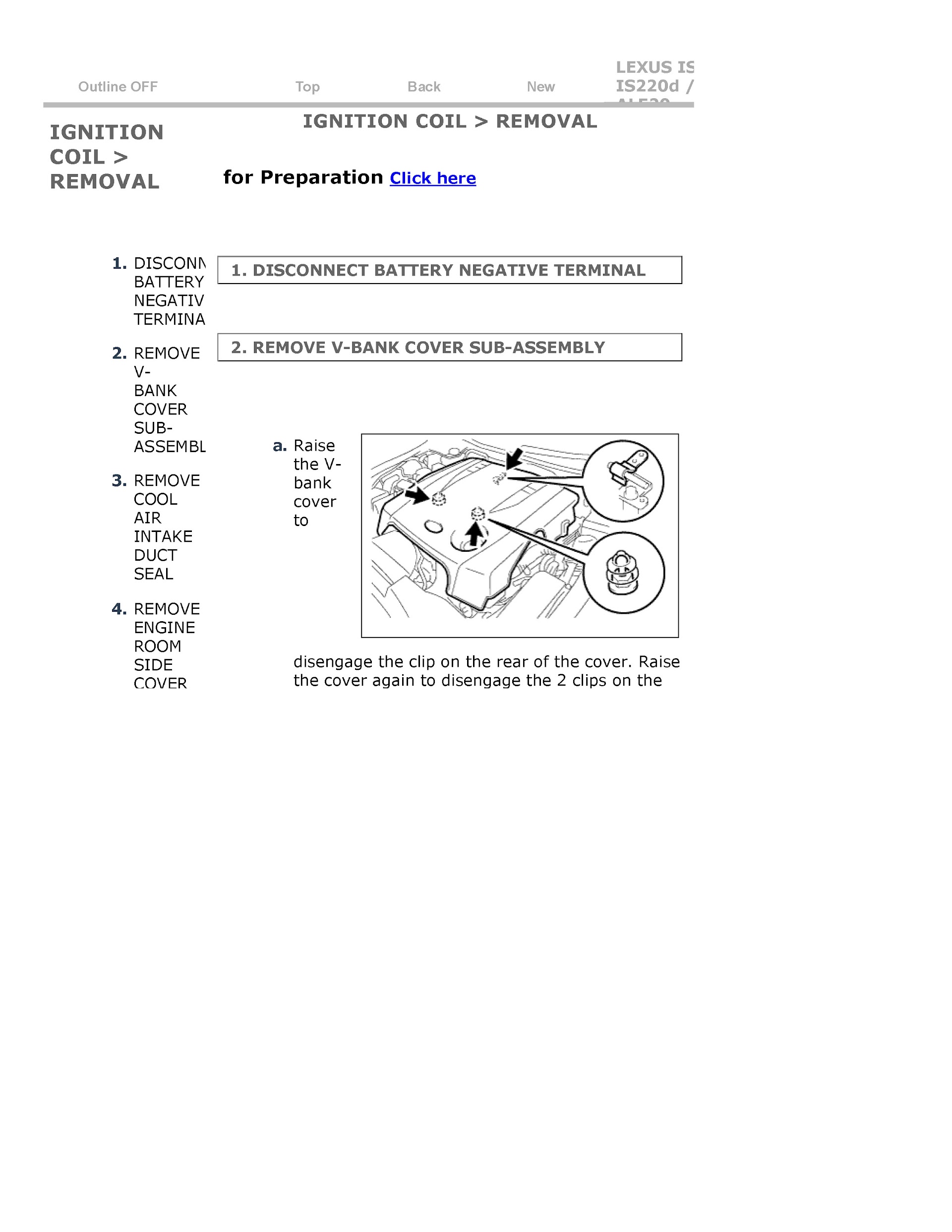 2007 Lexus IS250 IS220D Repair Manual, Ignition Coil Removal