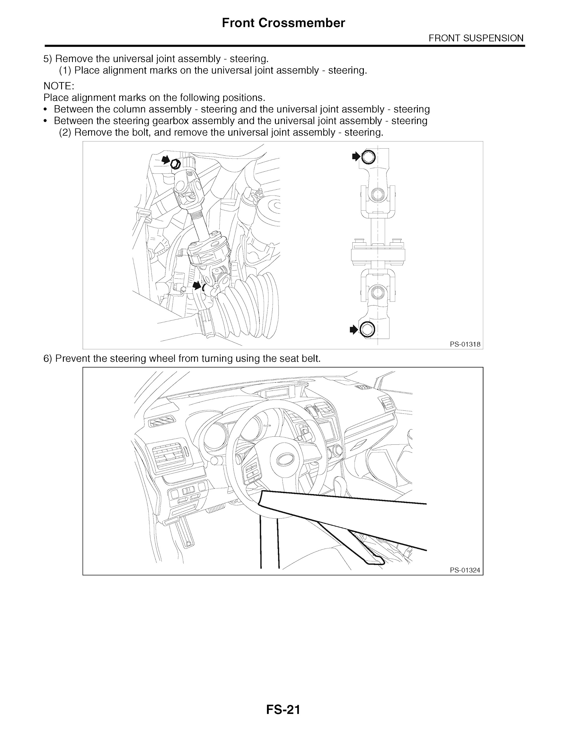 2013 Subaru Impreza & XV Crosstrek Repair Manual, Front Crossmember