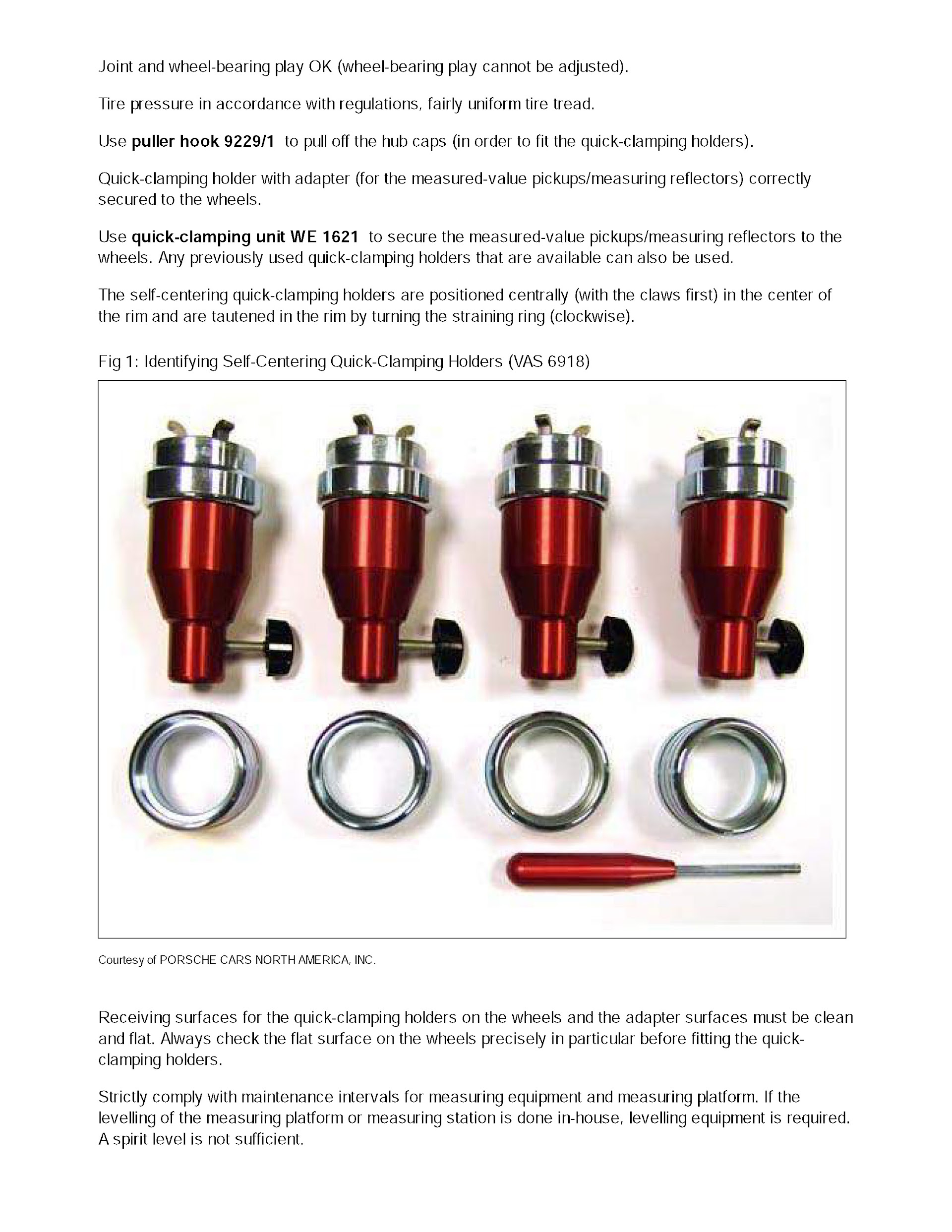 2016 Porsche Boxster Repair Manual, Quick Clamping Holders