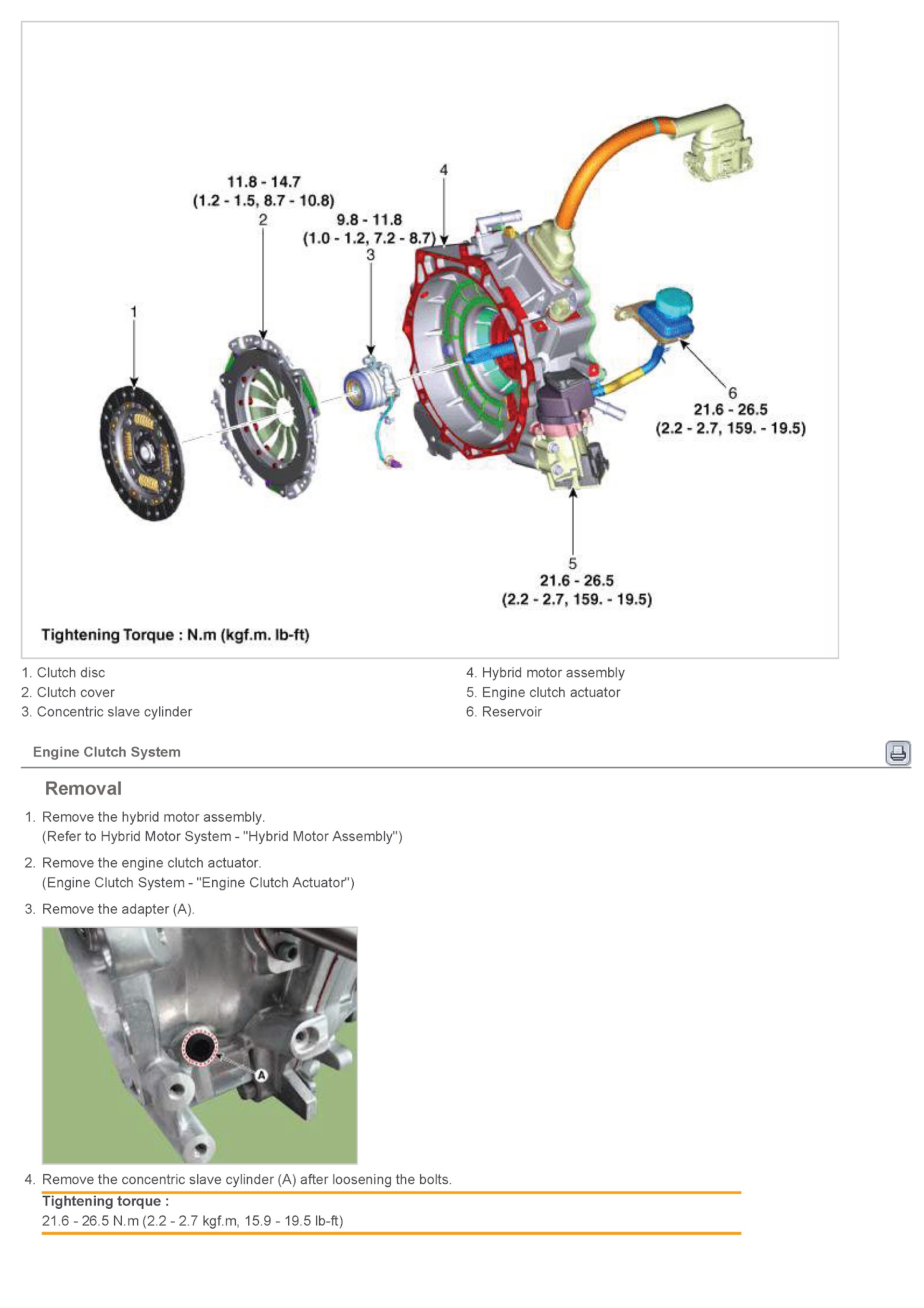 2017 Hyundai Ioniq Repair Manual, Tightening Torque