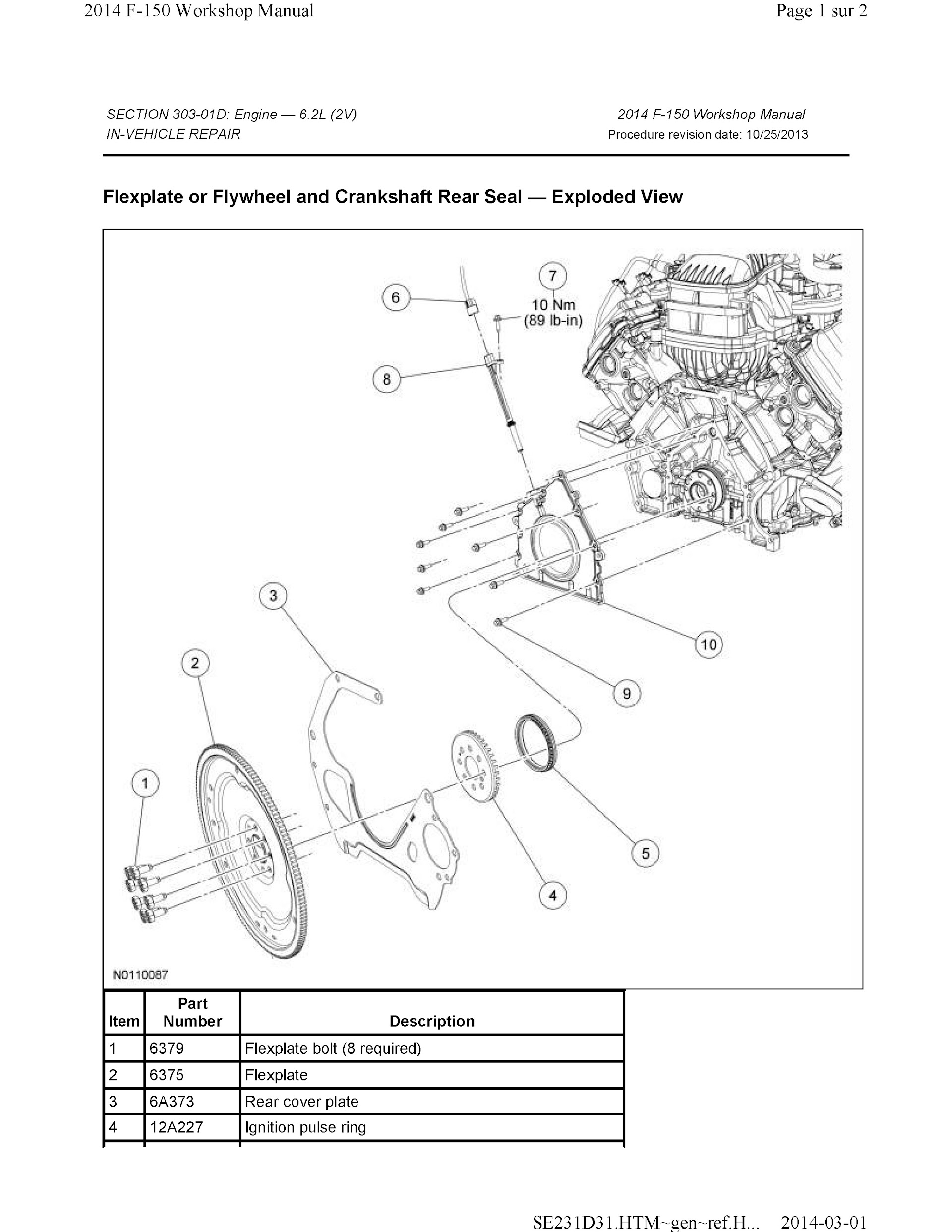 2011-2014 Ford F-150 Repair Manual, Engine 6.2L