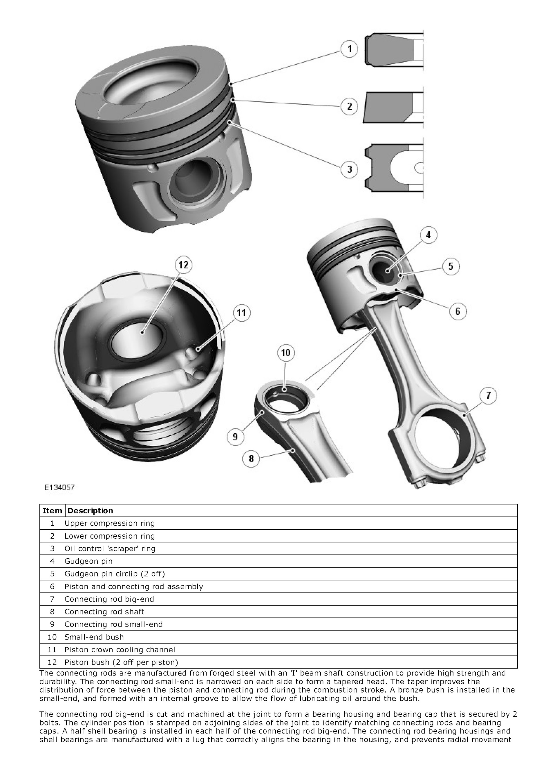 2014 Range Rover Evoque Repair Manual, Pistons