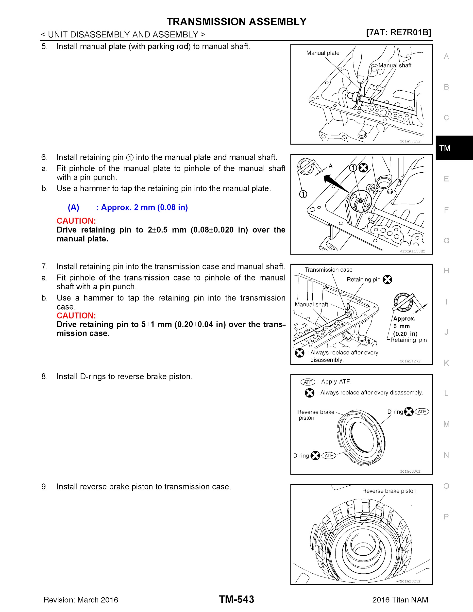 2016 Nissan Titan XD Repair Manual, Tranmission Assembly, 7AT RE7R01B