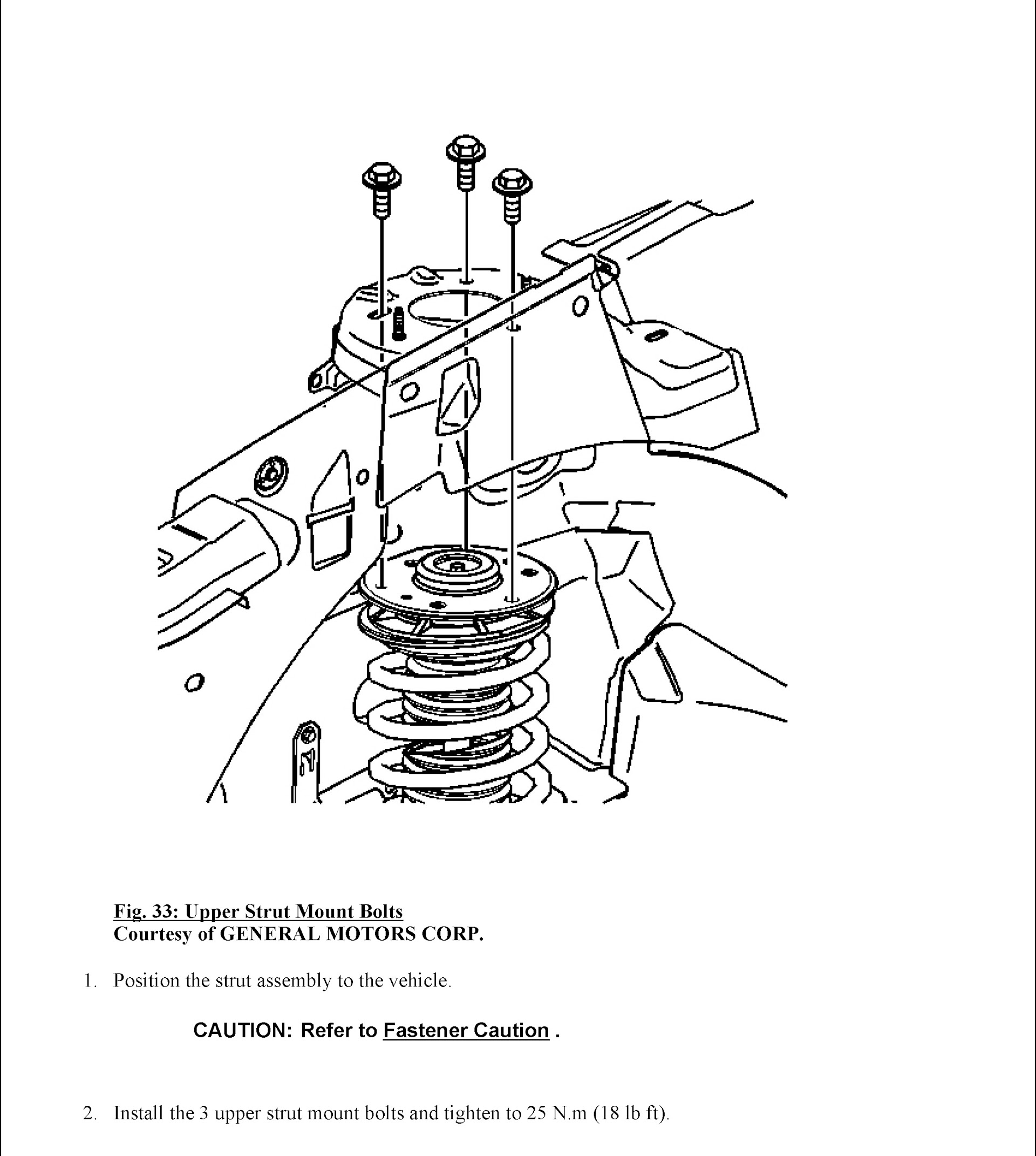 CONTENTS: 2010-2012 Chevrolet Equinox Repair Manual and GMC Terrain, Upper Strut Mount Bolts