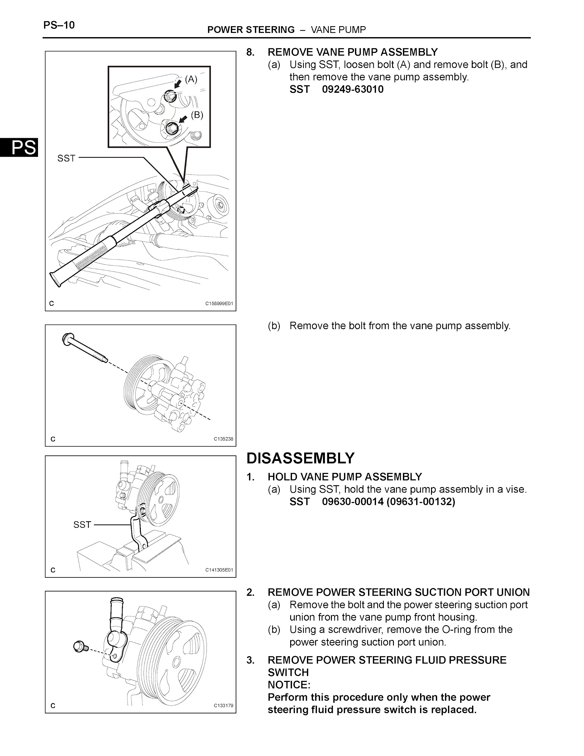 2007 Toyota Sienna Repair Manual, Power Steering