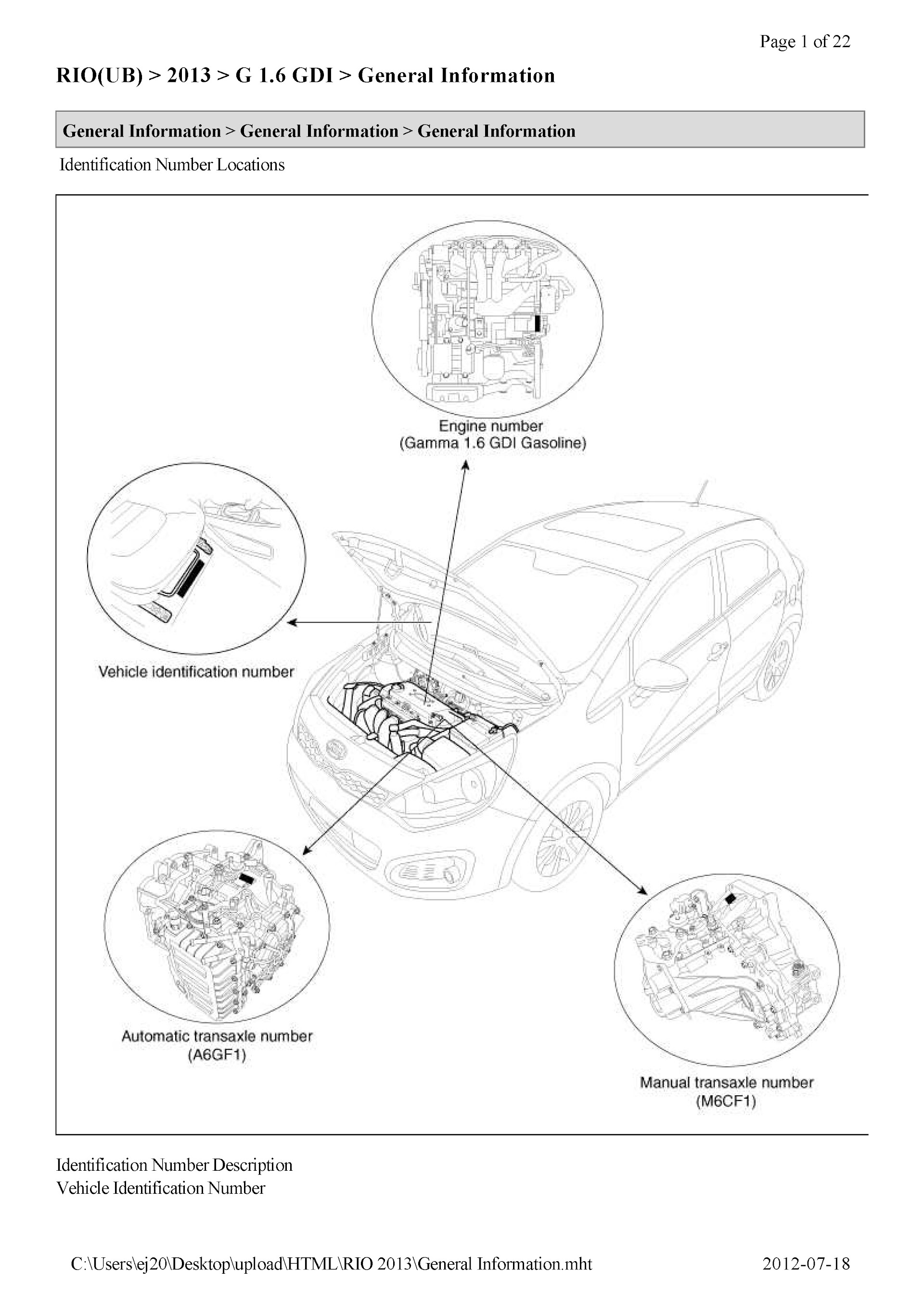 2011-2015 Kia Rio Repair Manual