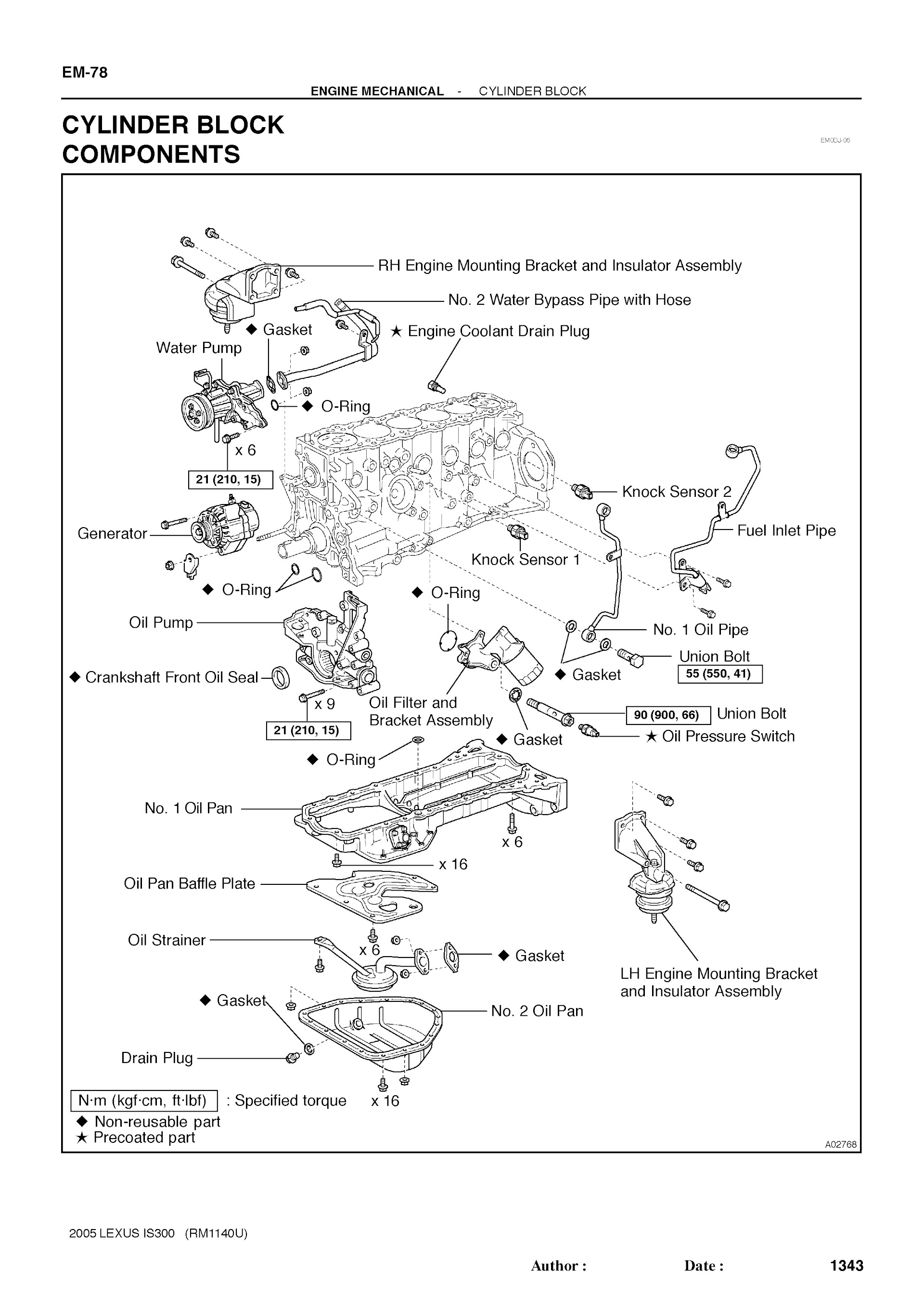 2005 Lexus IS300 Repair Manual Engine Mechanical Cylinder Block