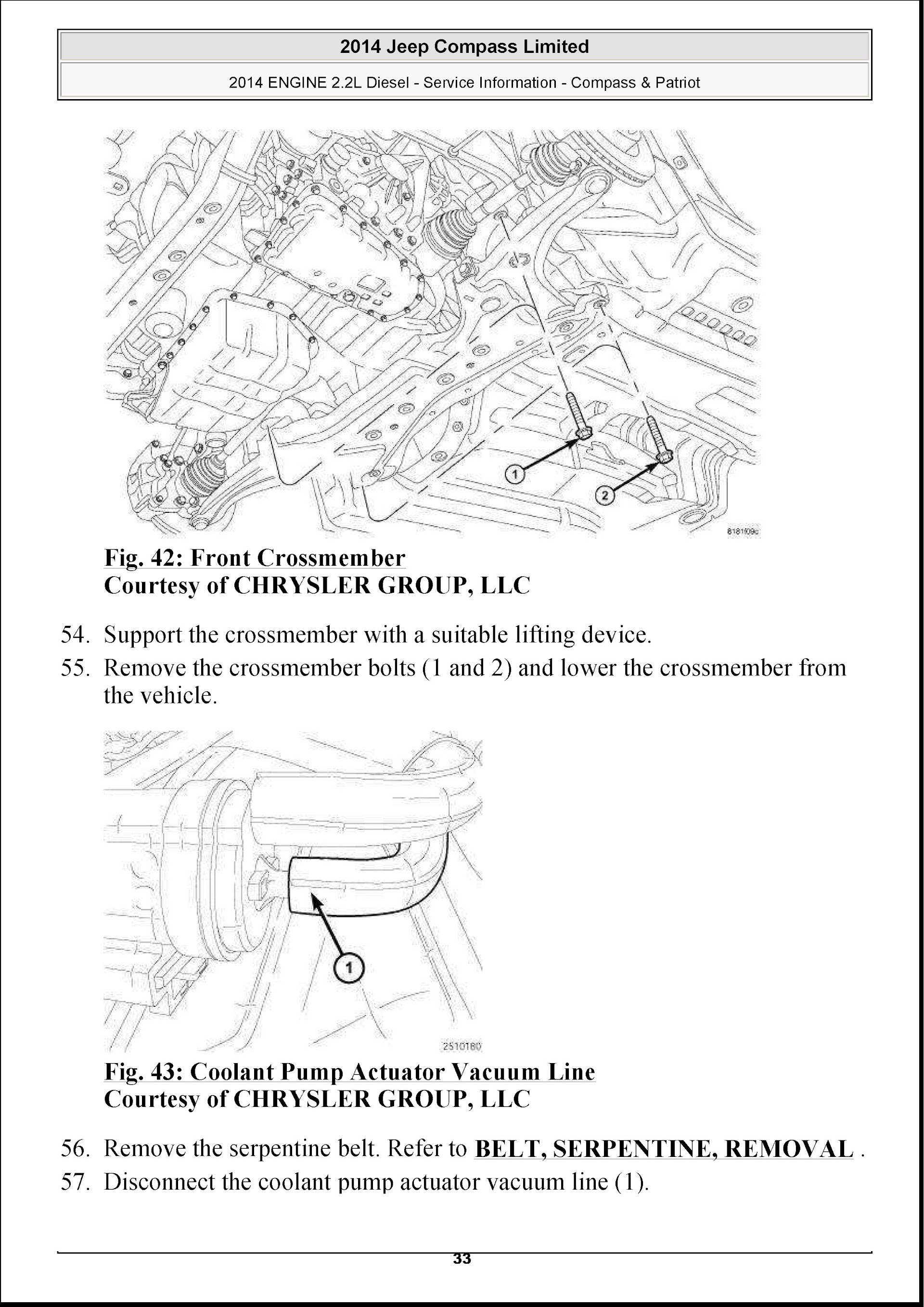 2014-2016 Jeep Compass and Patriot Repair Manual, Engine 2.2L Diesel, Service Information