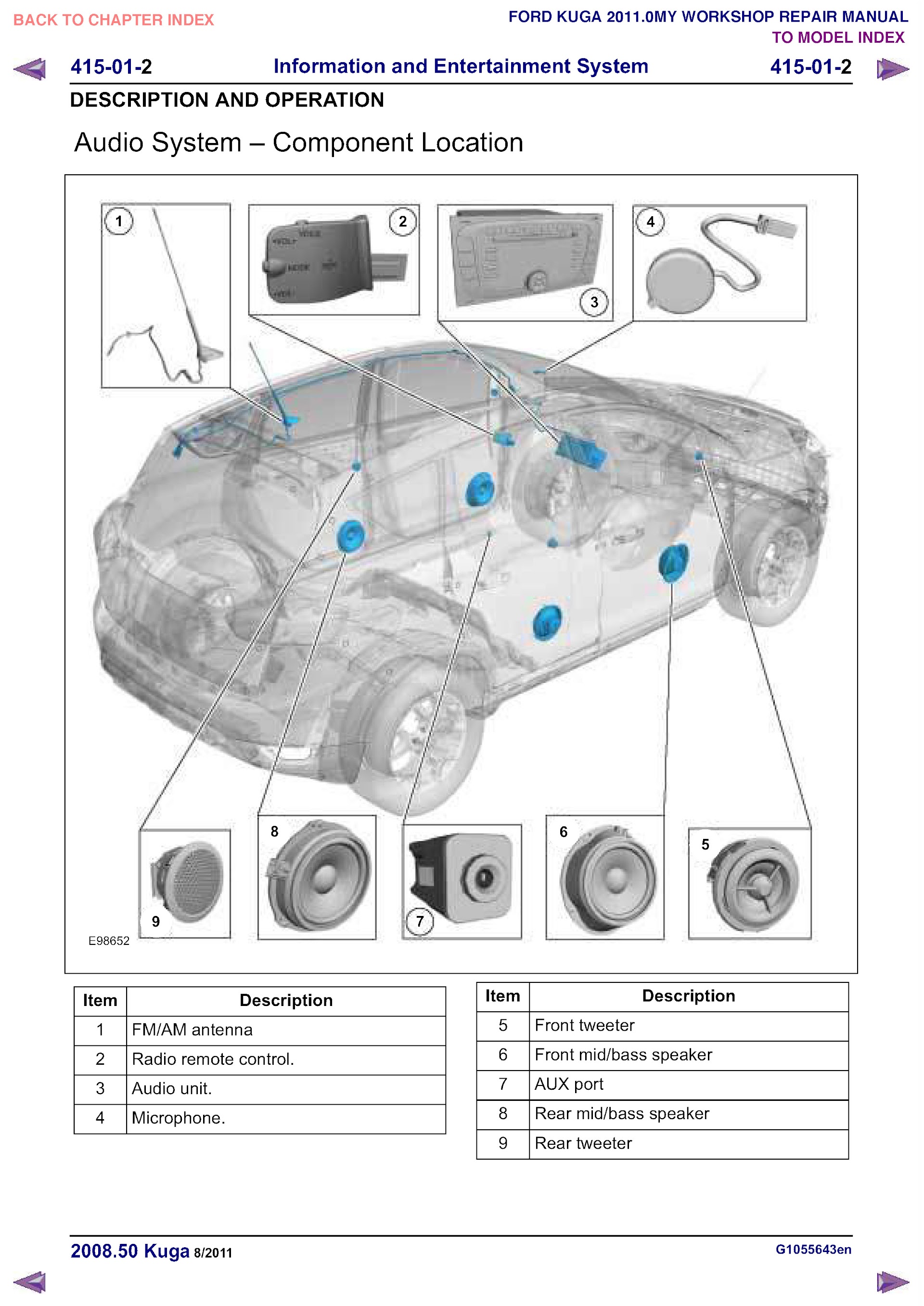 2014 Ford Kuga Repair Manual Information and Entertainment System 