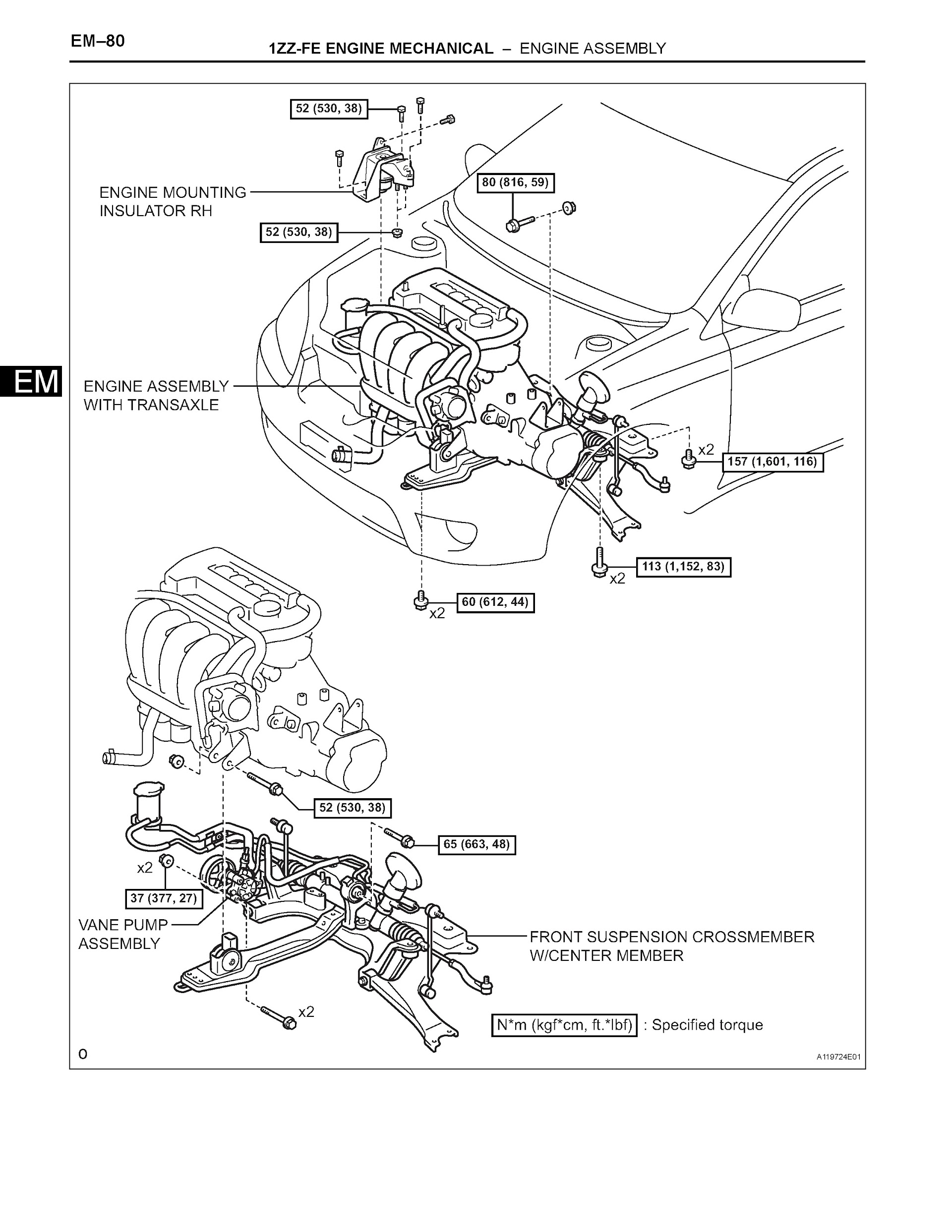 2007 Toyota Matrix Repair Manual, 1ZZ-FE Engine Mechanil Assembly