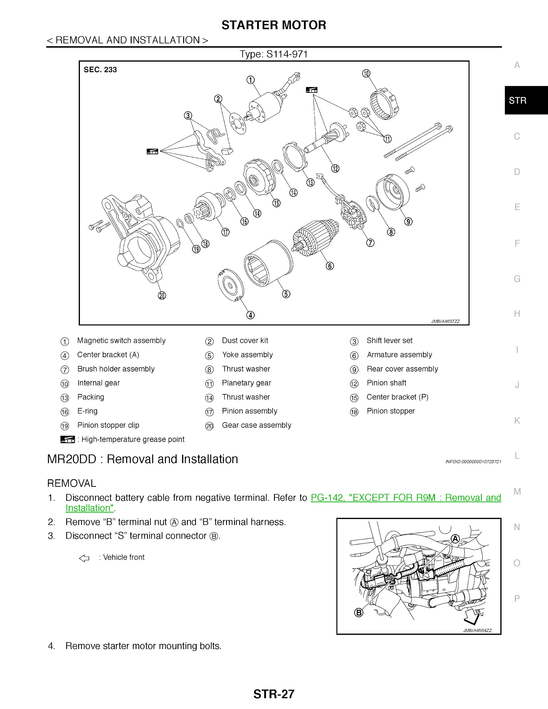 2020 Nissan X-Trail Repair Manual, Starter Motor