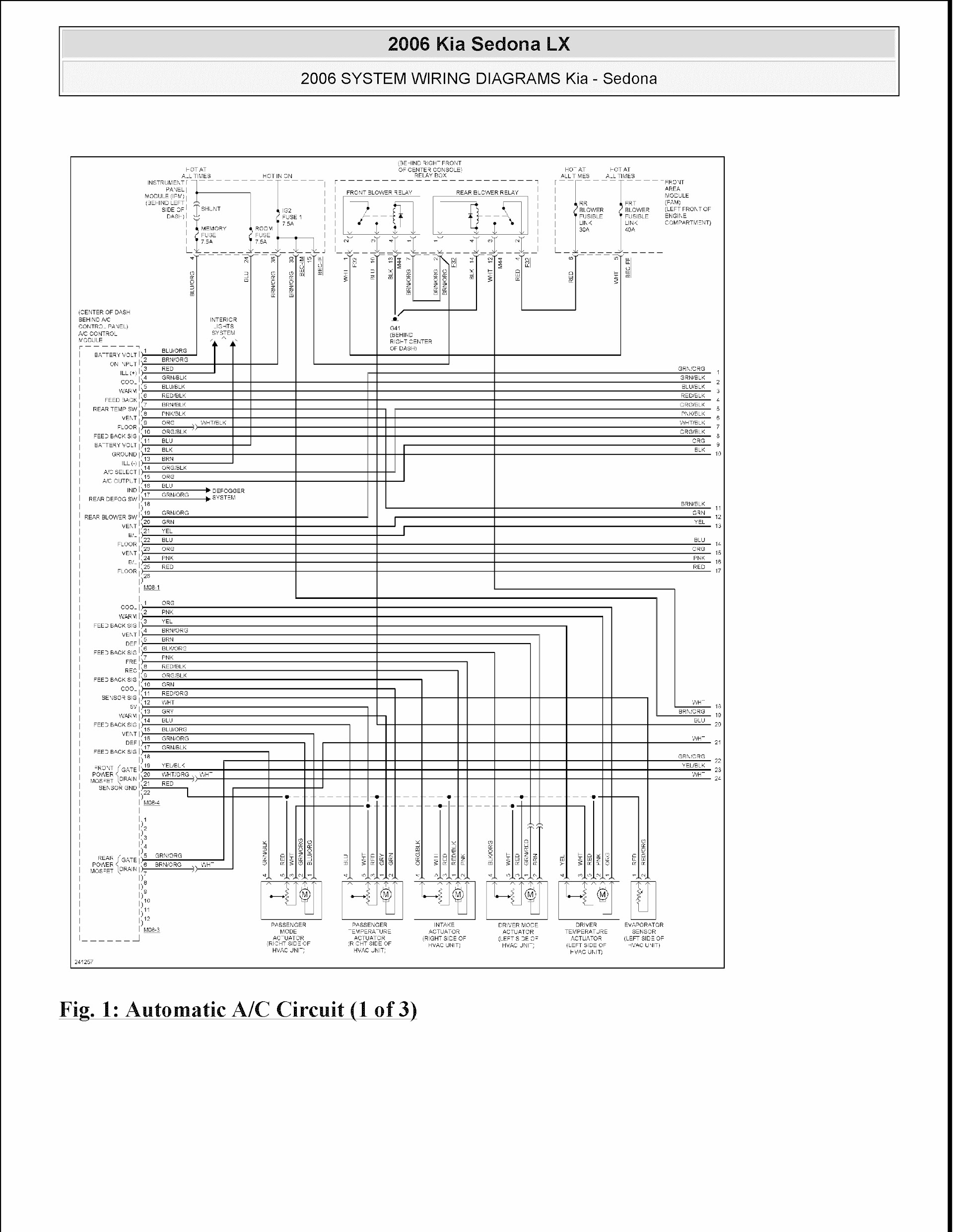 2006-2007 Kia Sedona Repair Manual, Wiring Diagram