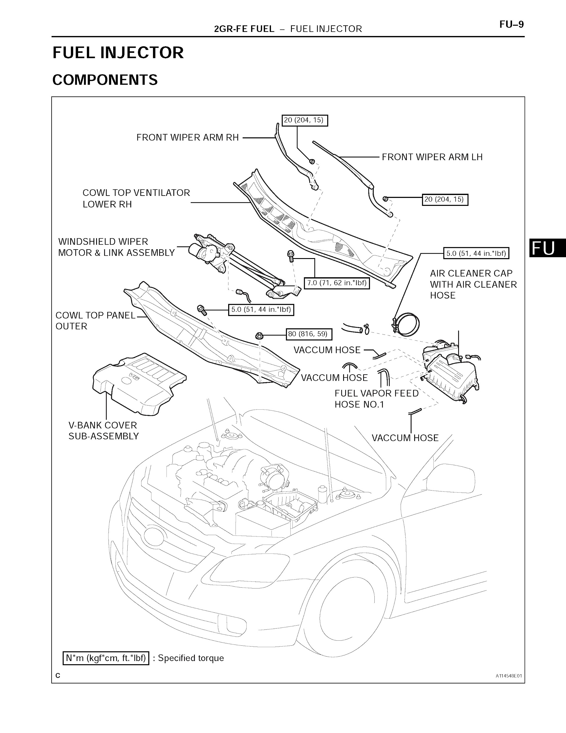 2006 Toyota Avalon Repair Manual, 2GR-FE Fuel Injector