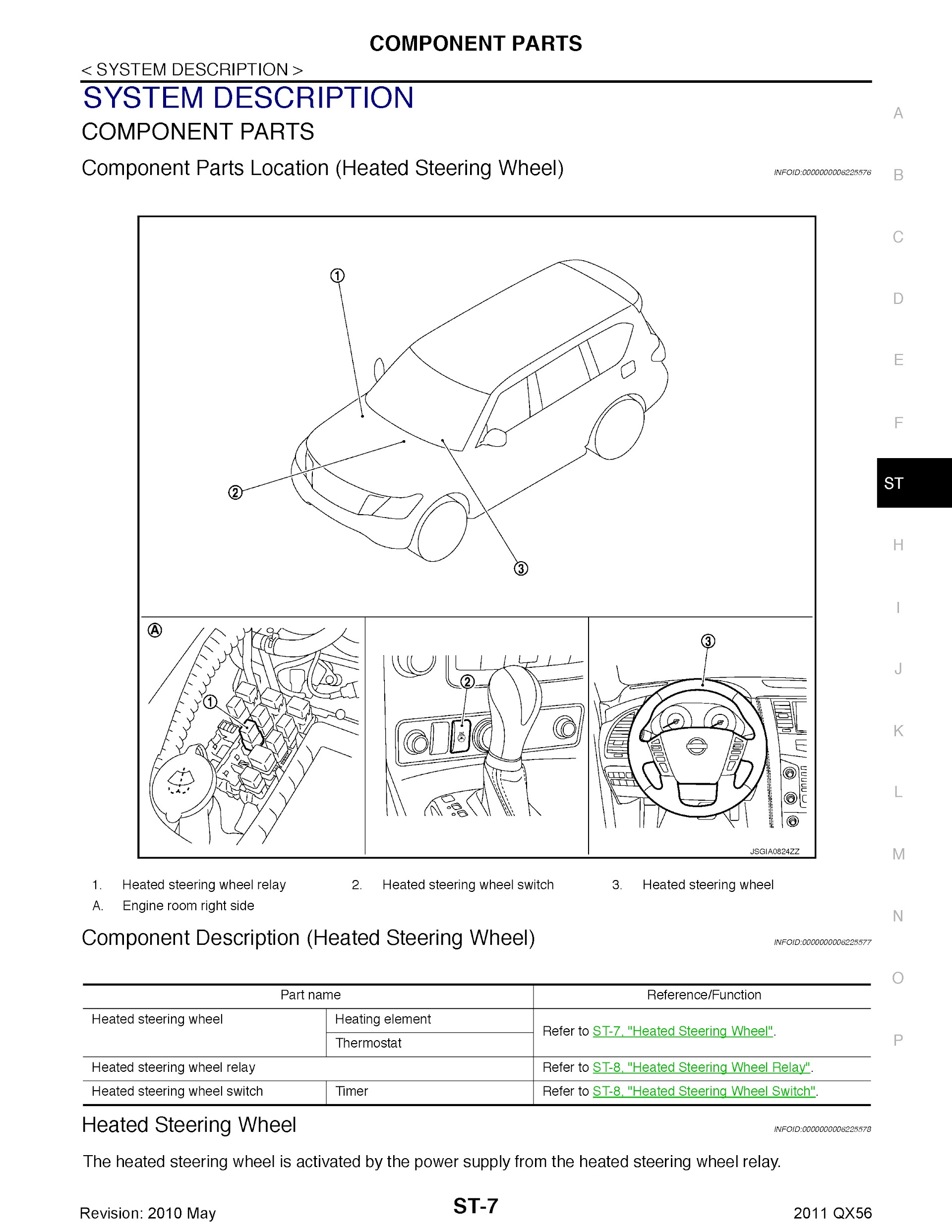 2011 Infiniti QX56 Repair Manual, heated Steering Wheel