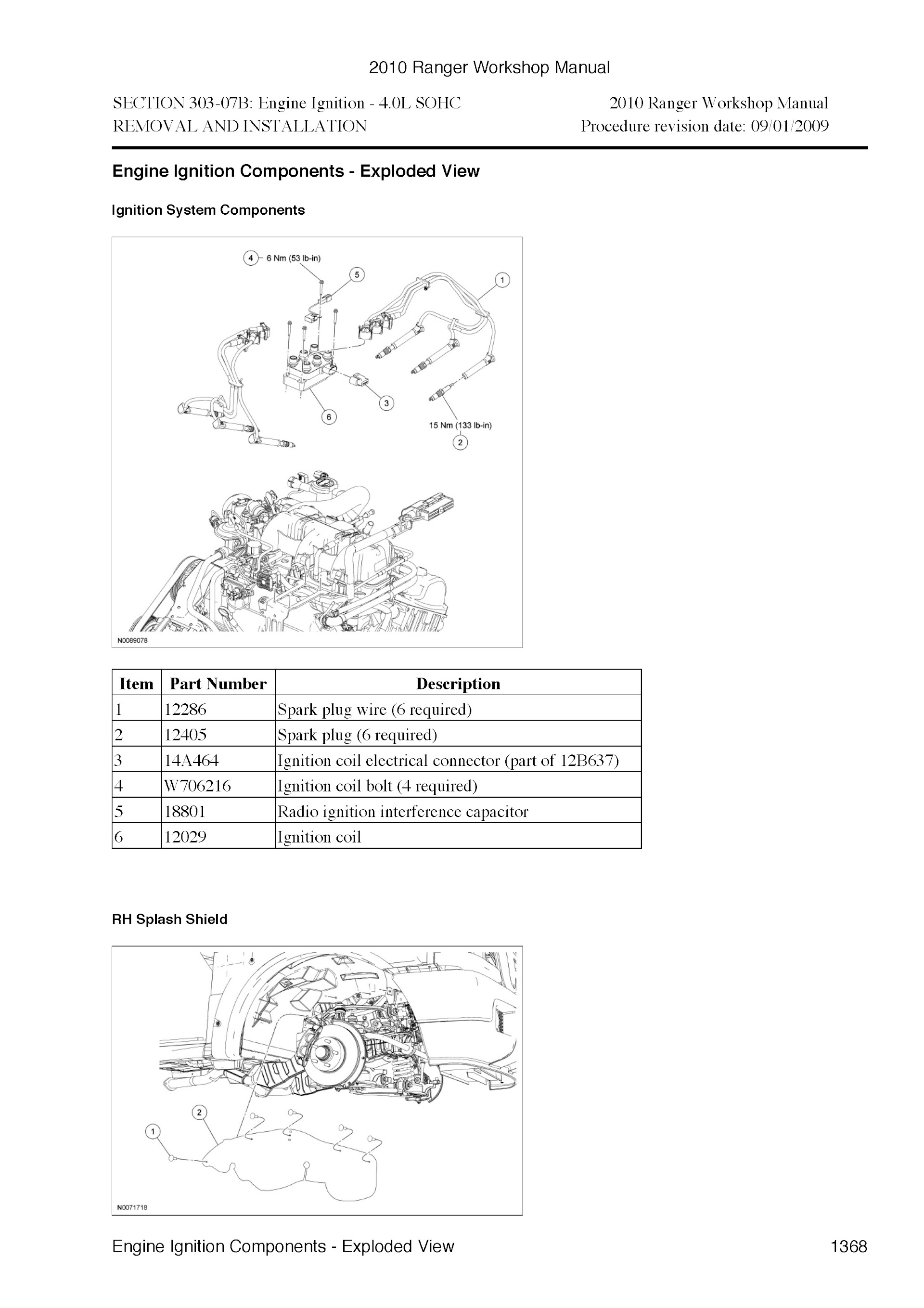 2010 Ford Ranger Repair Manual, Engine Ignition