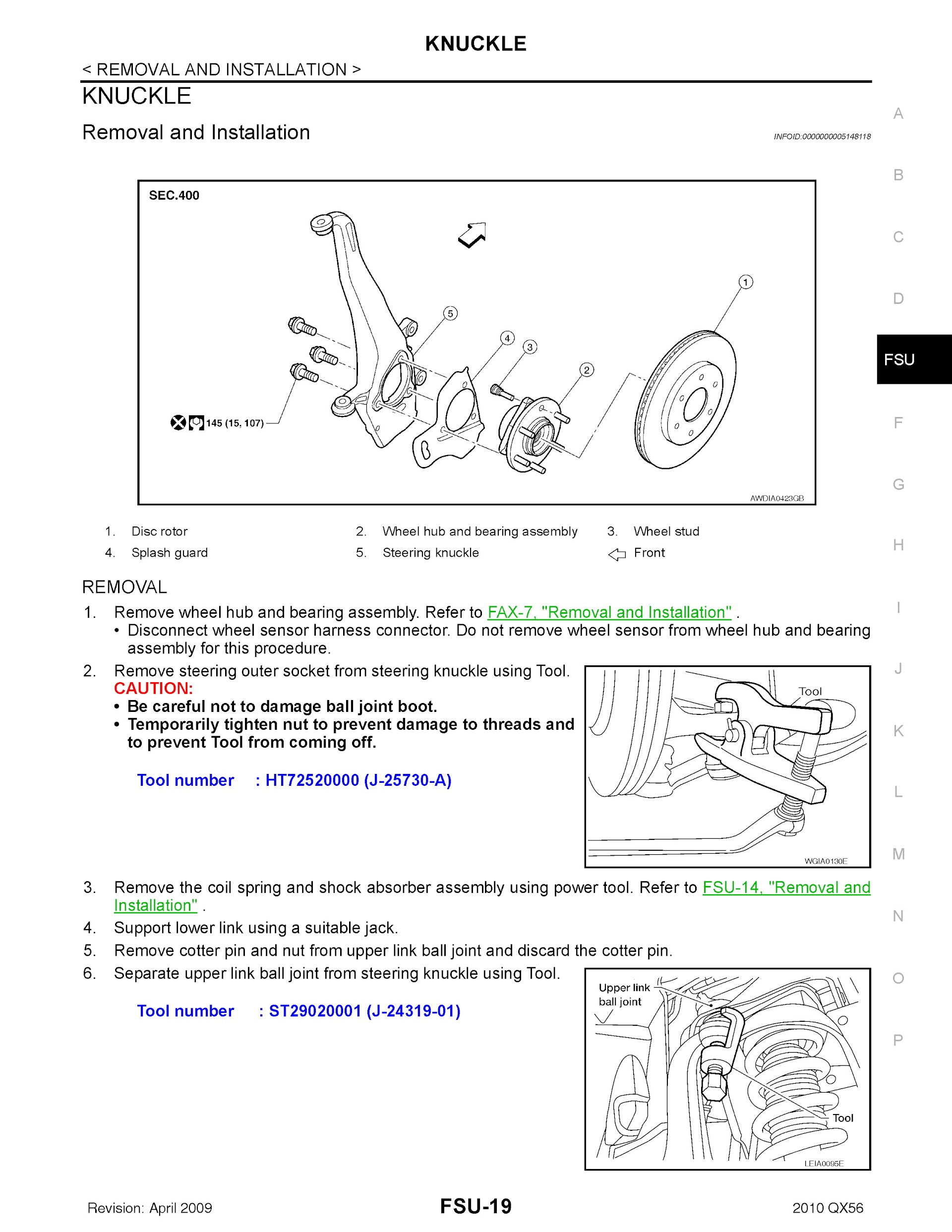2010 Infiniti QX56 Repair Manual, knuckle