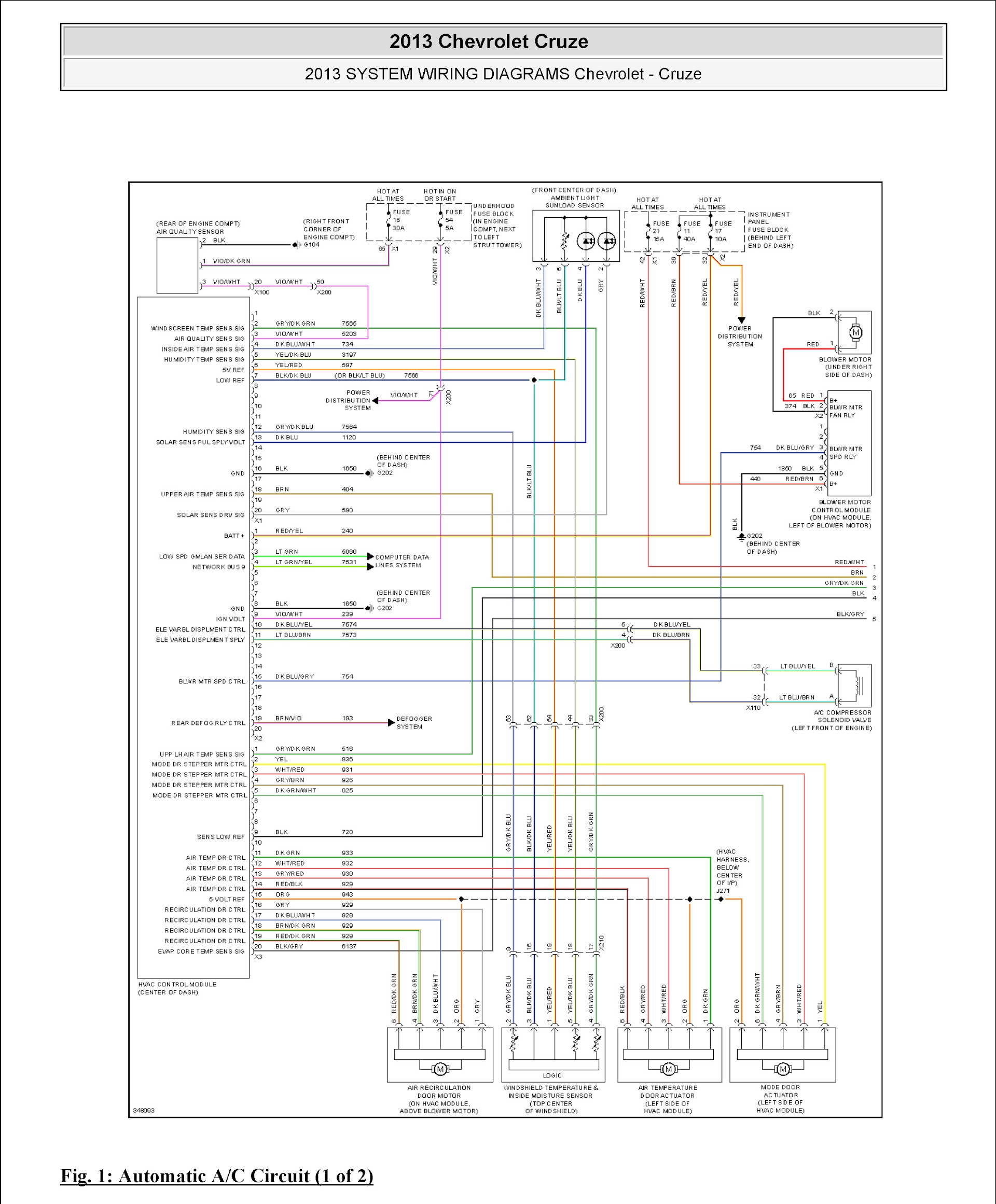 CONTENTS: 2010-2016 Chevrolet Cruze Repair Manual, system wiring diagram
