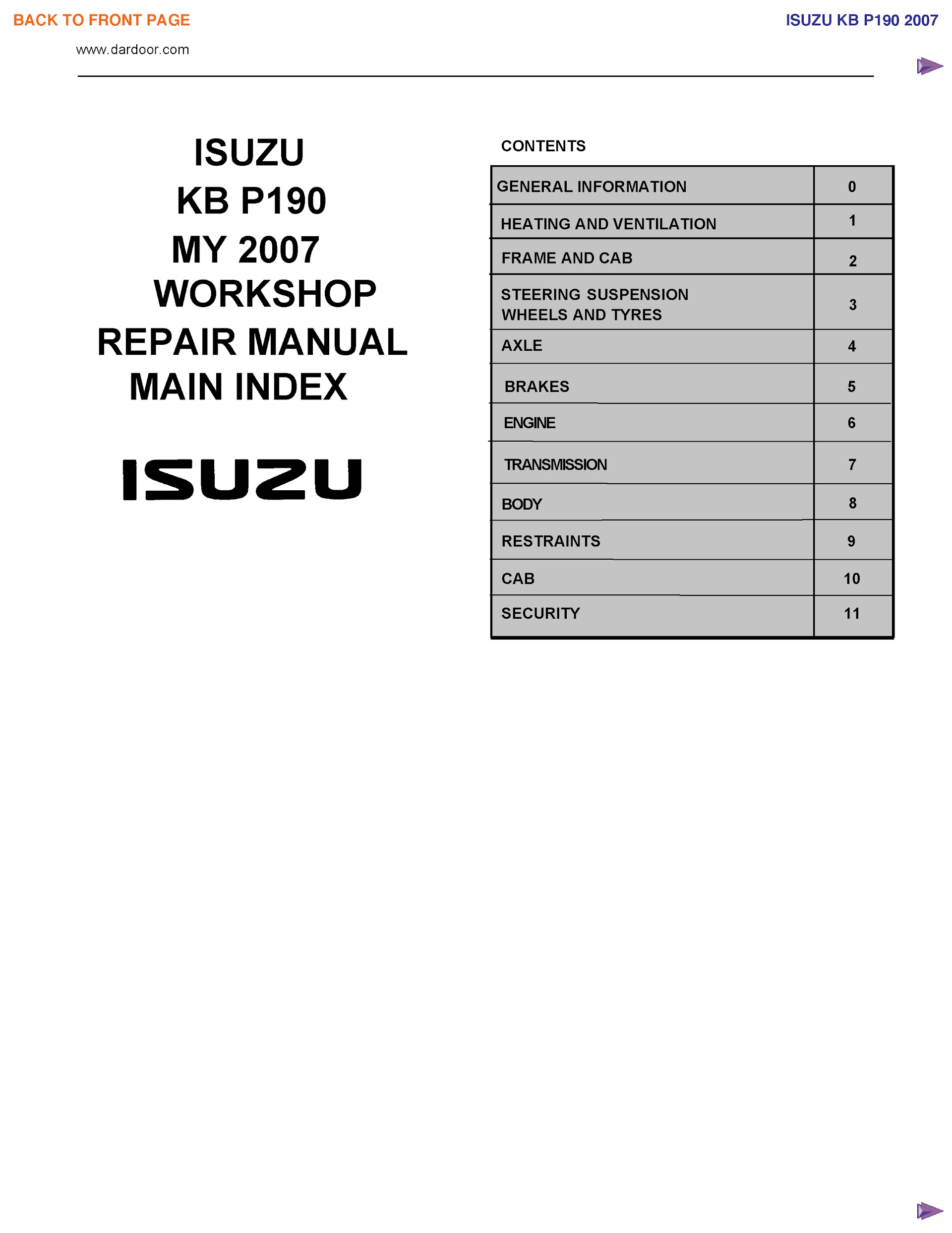 Download 2007 Isuzu D-MAX Repair Manual