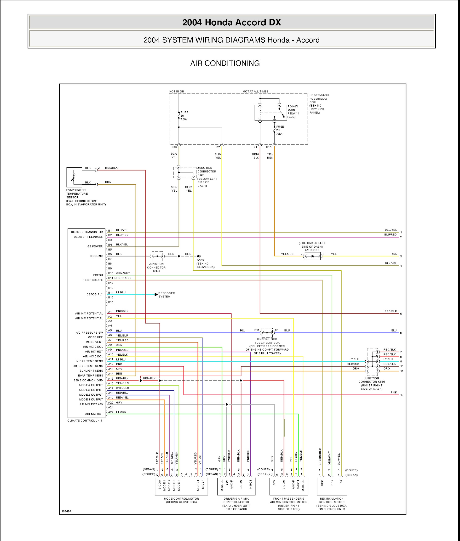 2007 Honda Accord Repair Manual, Wiring Diagram