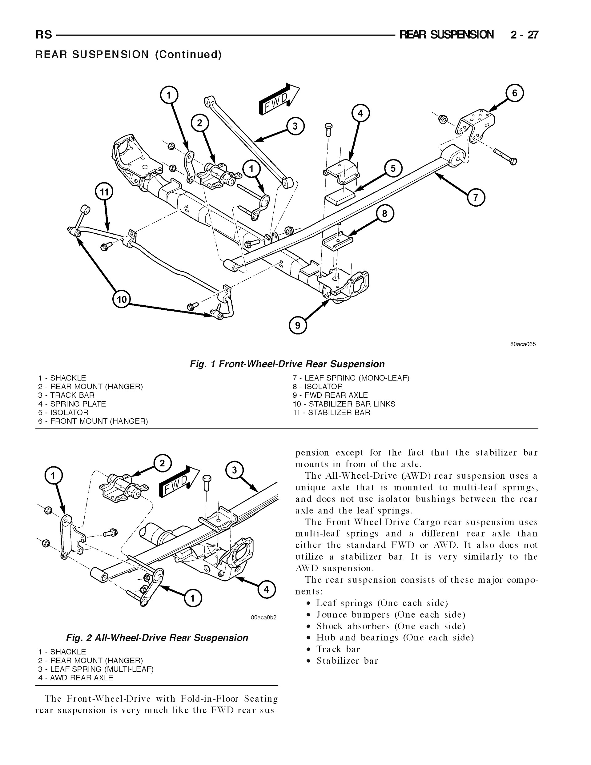 2005-2006 Dodge Grand Caravan Repair Manual, Rear Suspension