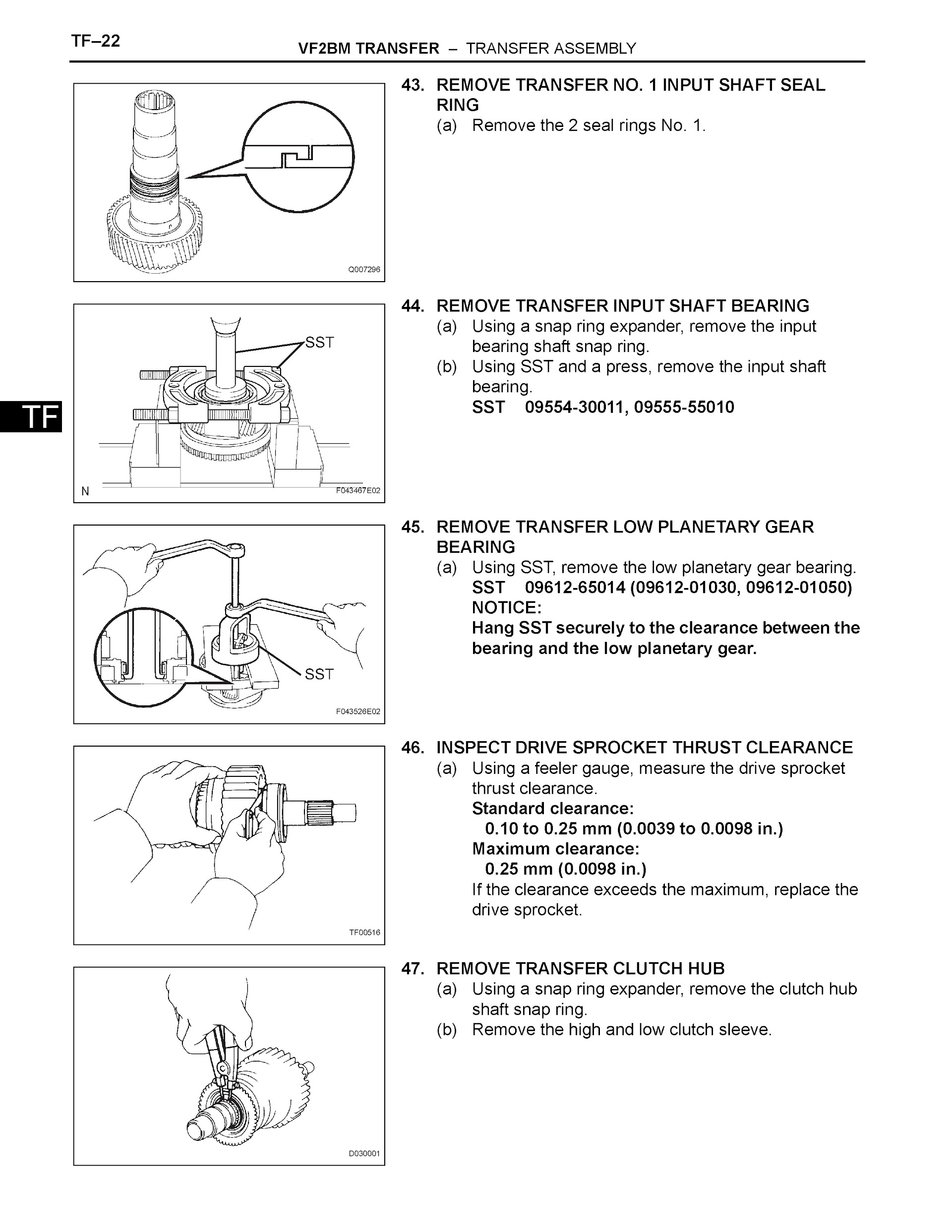 2005-2006 Toyota Tacoma Repair Manual VF2BM Transfer Assembly