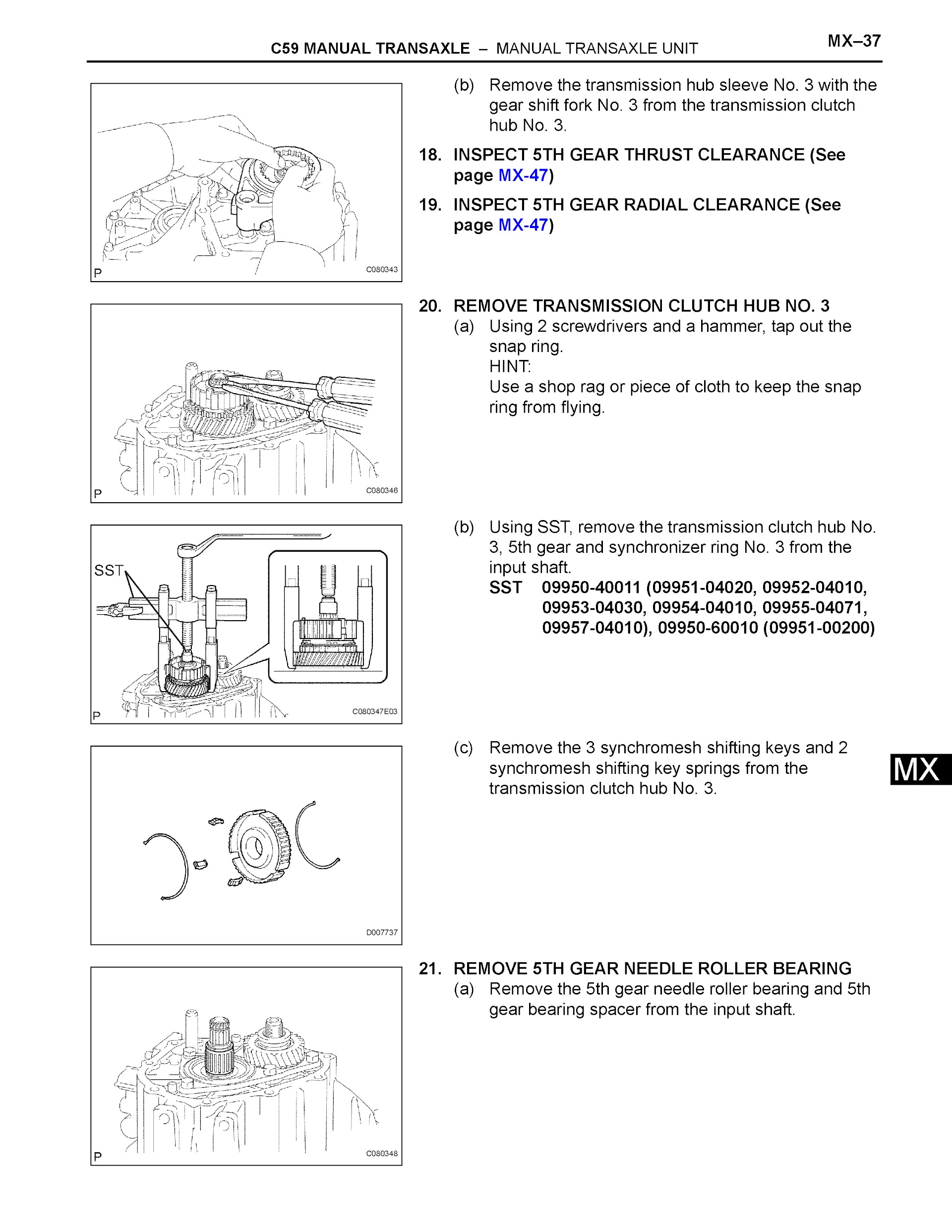 2007 Toyota Corolla Matrix Repair Manual, C59 Manual Transaxle Unit