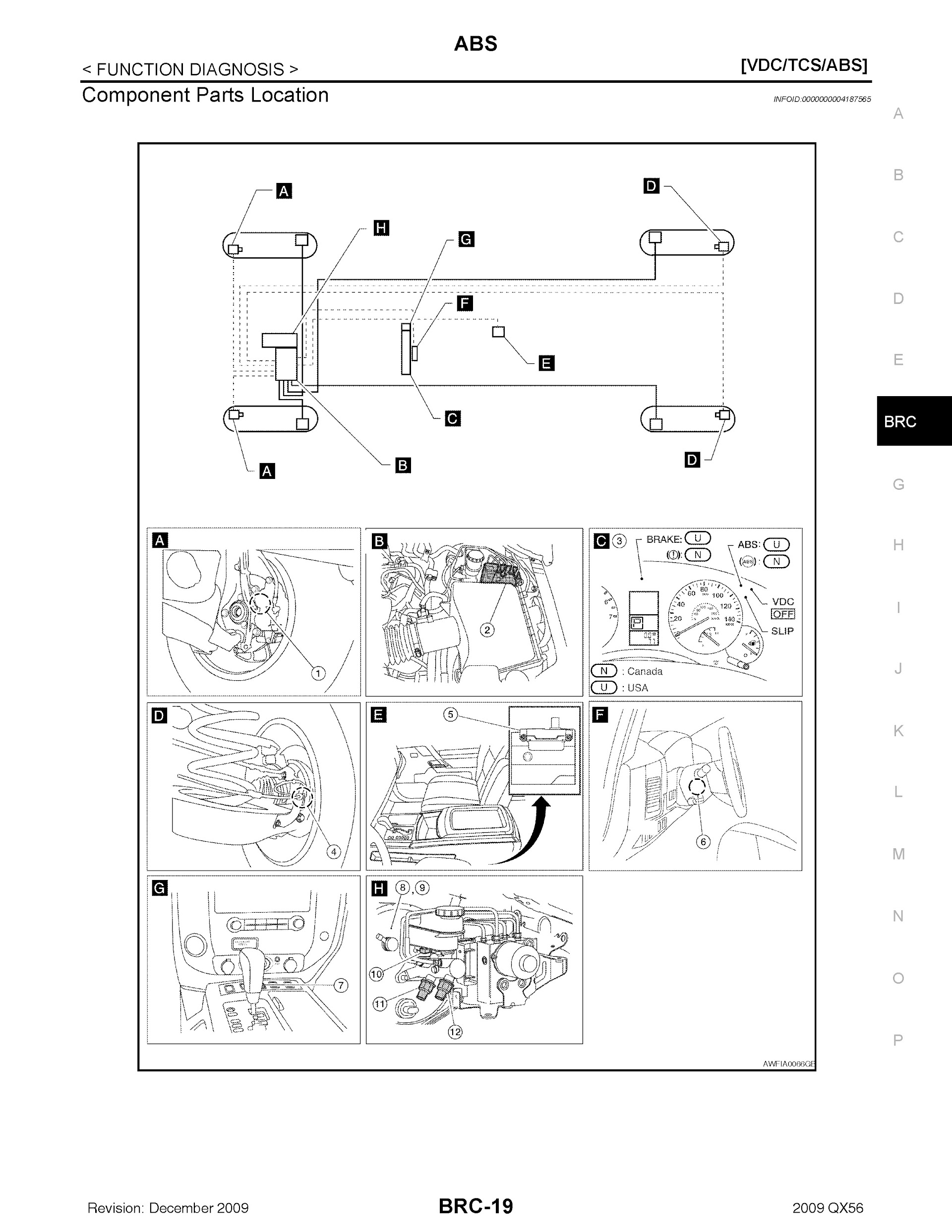 2009 Infiniti QX56 Repair Manual, ABS components parts location
