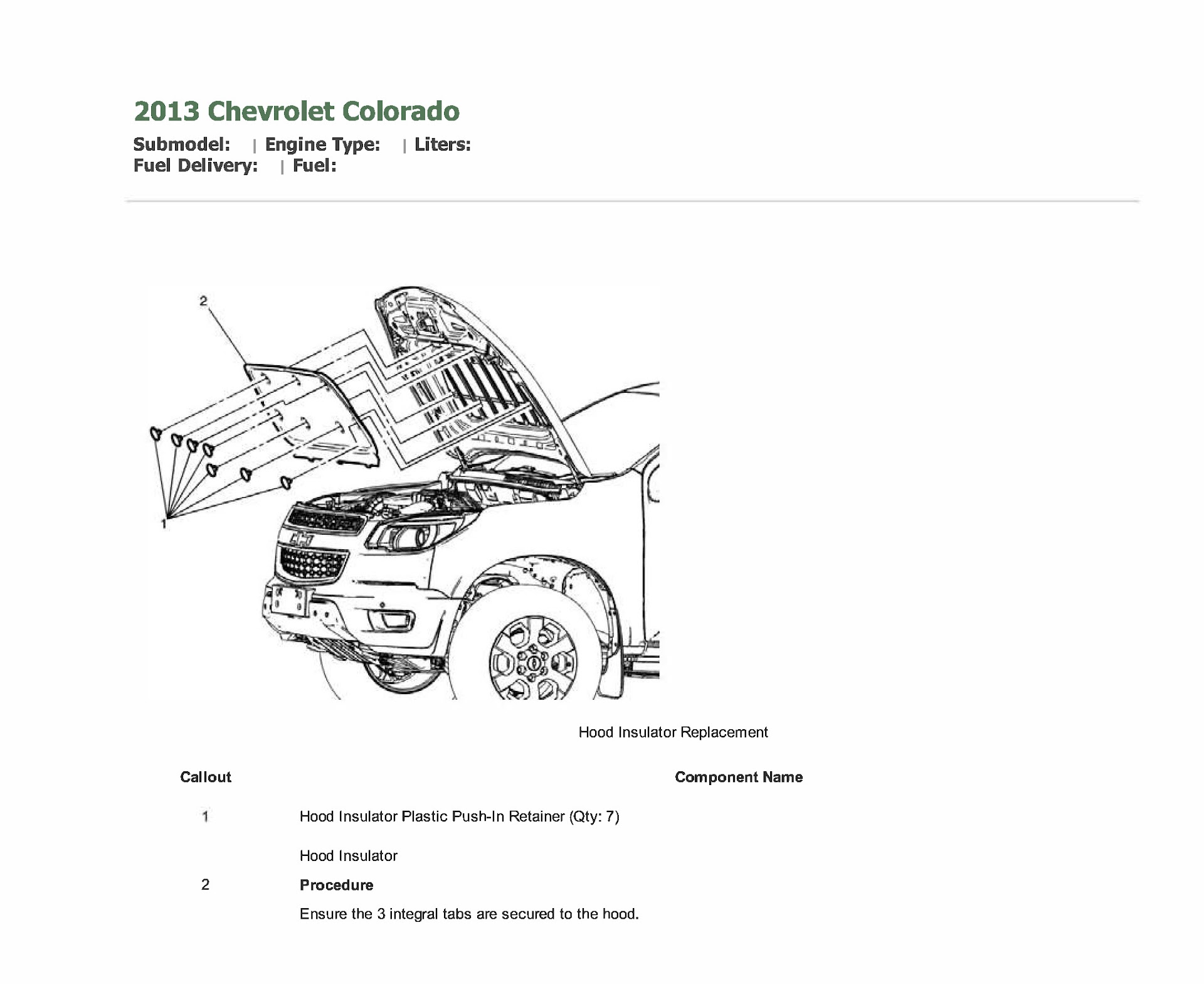 2012-2017 Chevrolet Holden Colorado Repair Manual