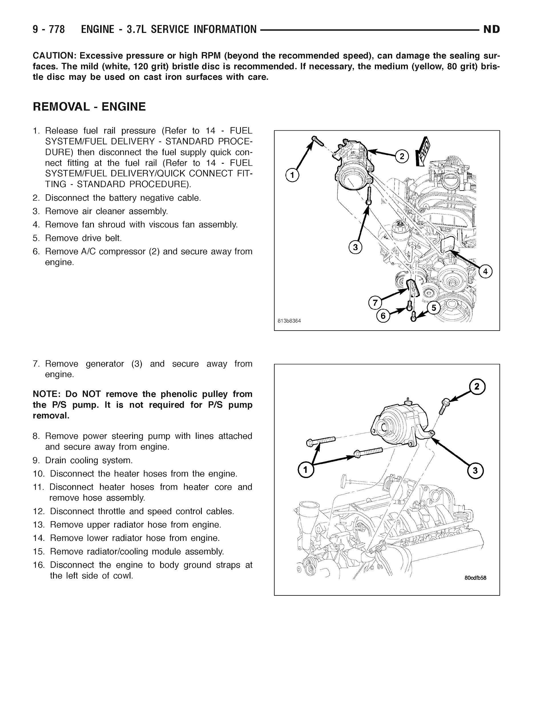 2005-2007 Dodge Dakota Repair Manual, Engine 3.7L