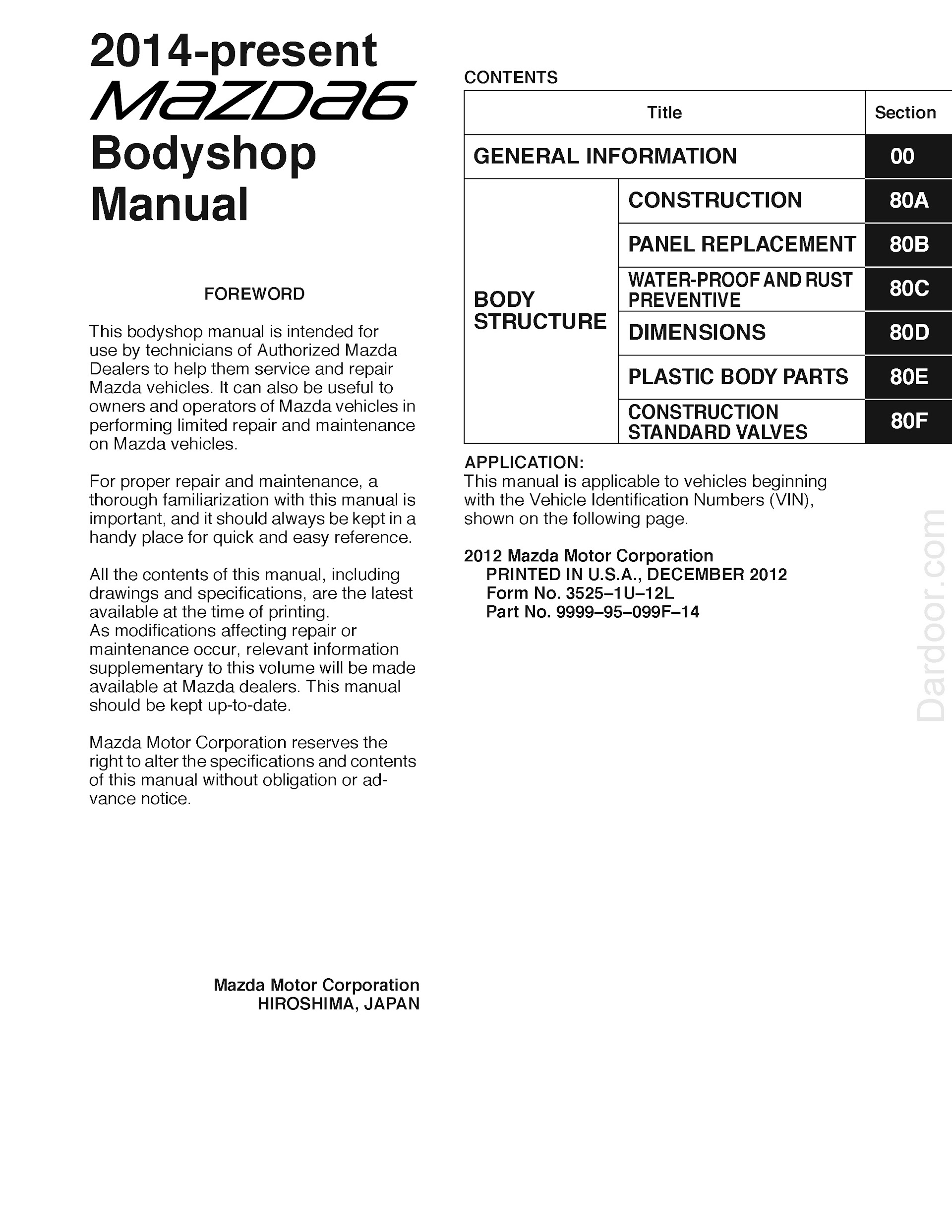 2018 mazda 6 repair manual