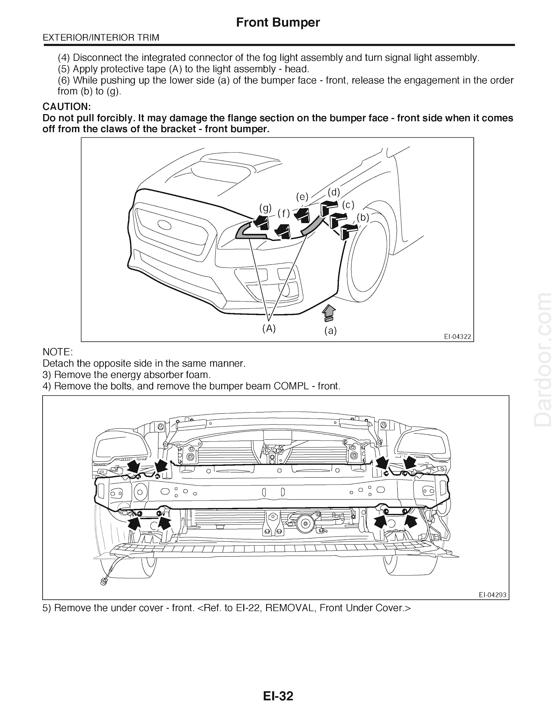 2017 Subaru WRX and WRX STI Repair Manual, Front Bumper Removal and Installation
