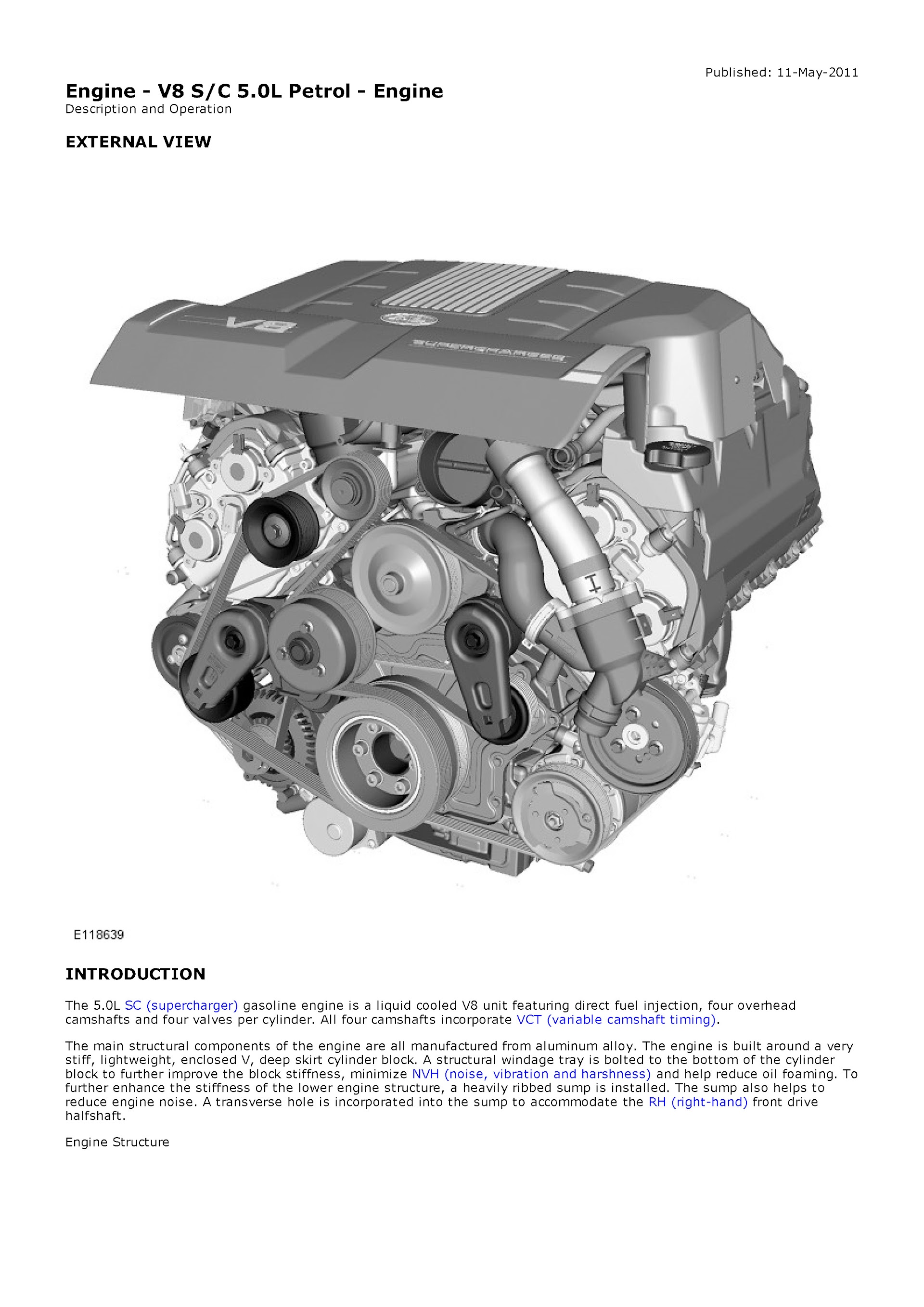 2010-2012 Range Rover L322 Repair Manual, Engine V8 S/C 5.0L Petrol