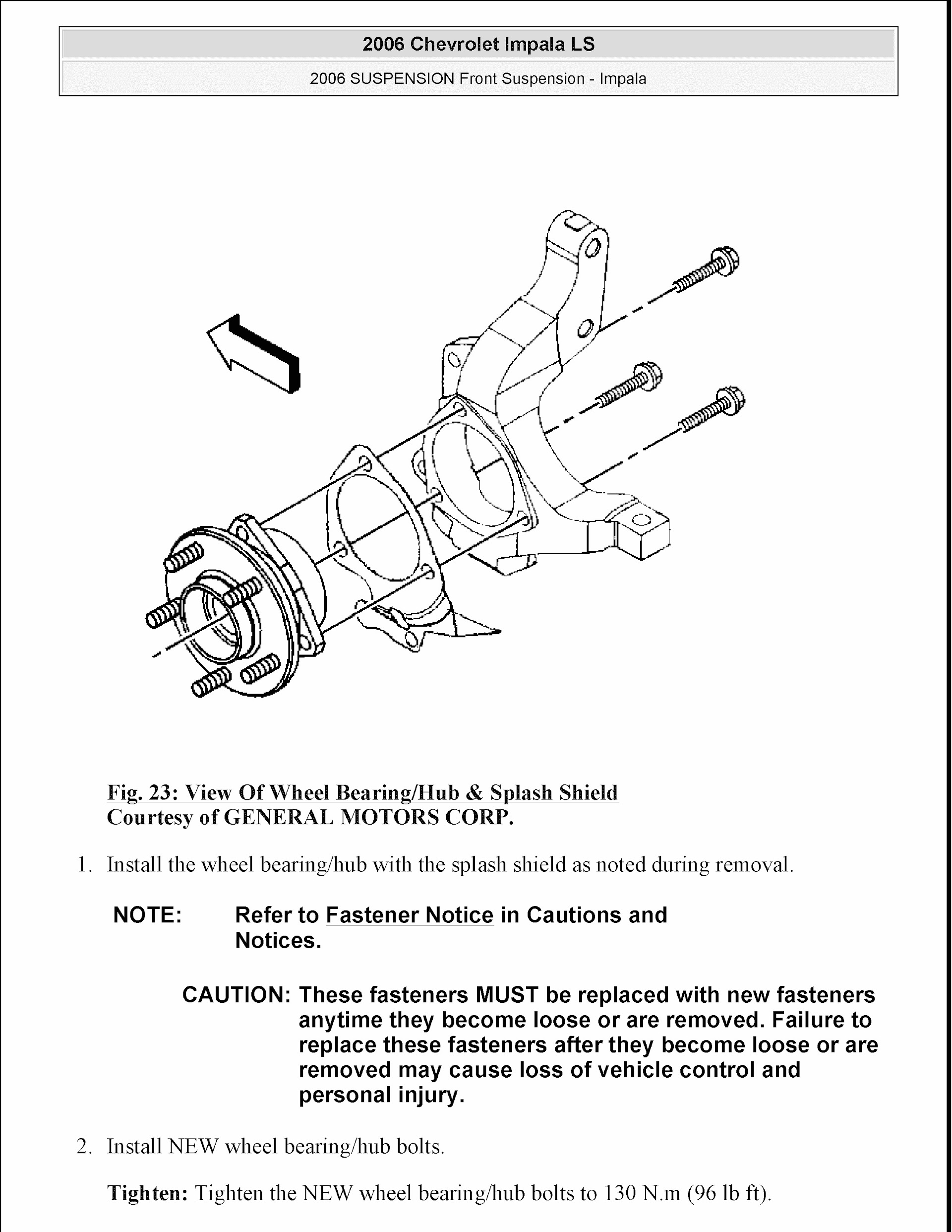 2006-2010 Chevrolet Impala Repair Manual, Front Suspension