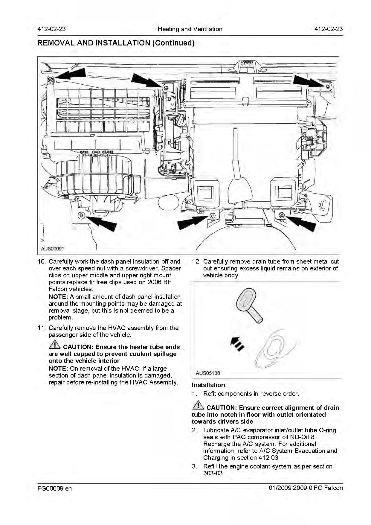 2014 Ford Falcon Repair Manual Heating and Ventilation
