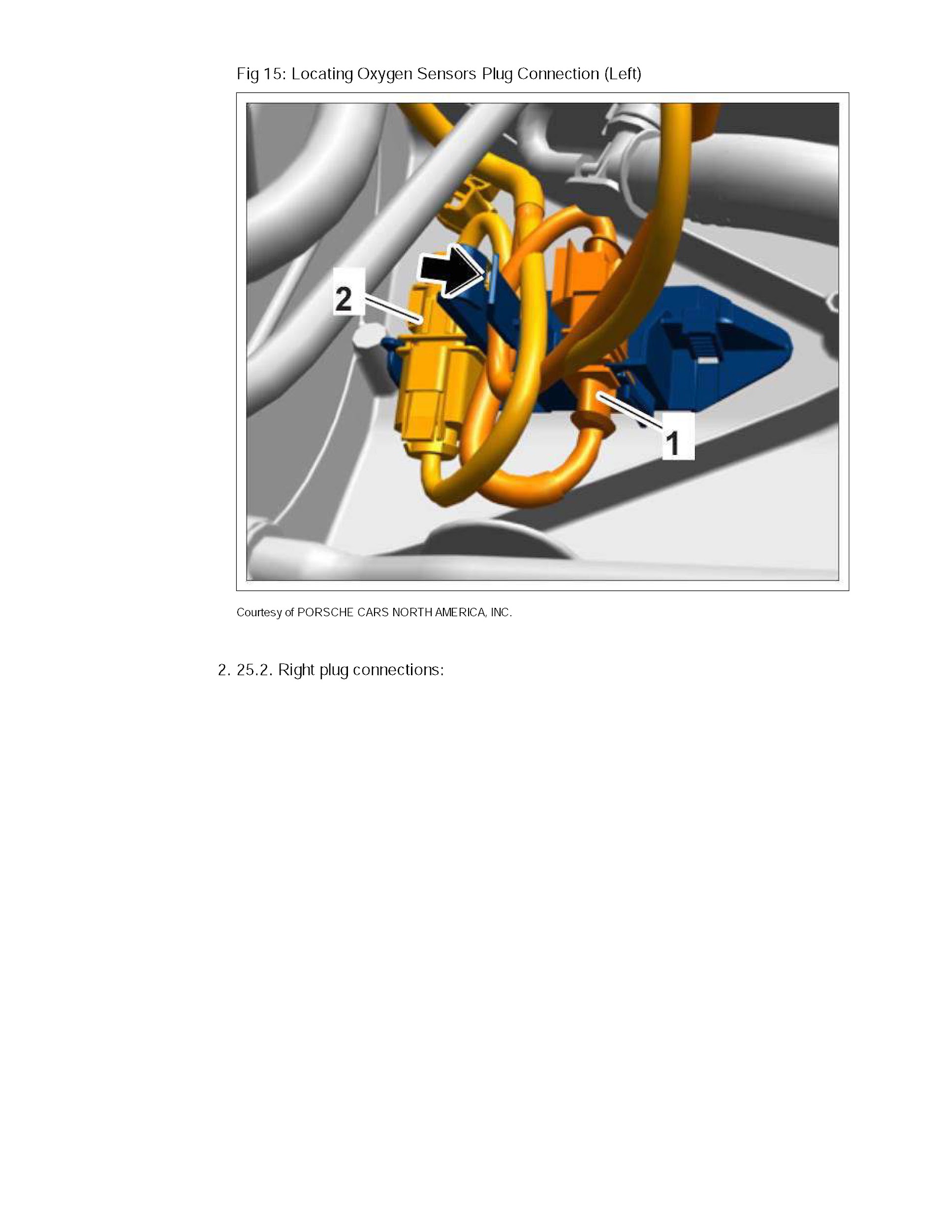 2016 Porsche Boxster Repair Manual, Oxygen Sensor Plug location