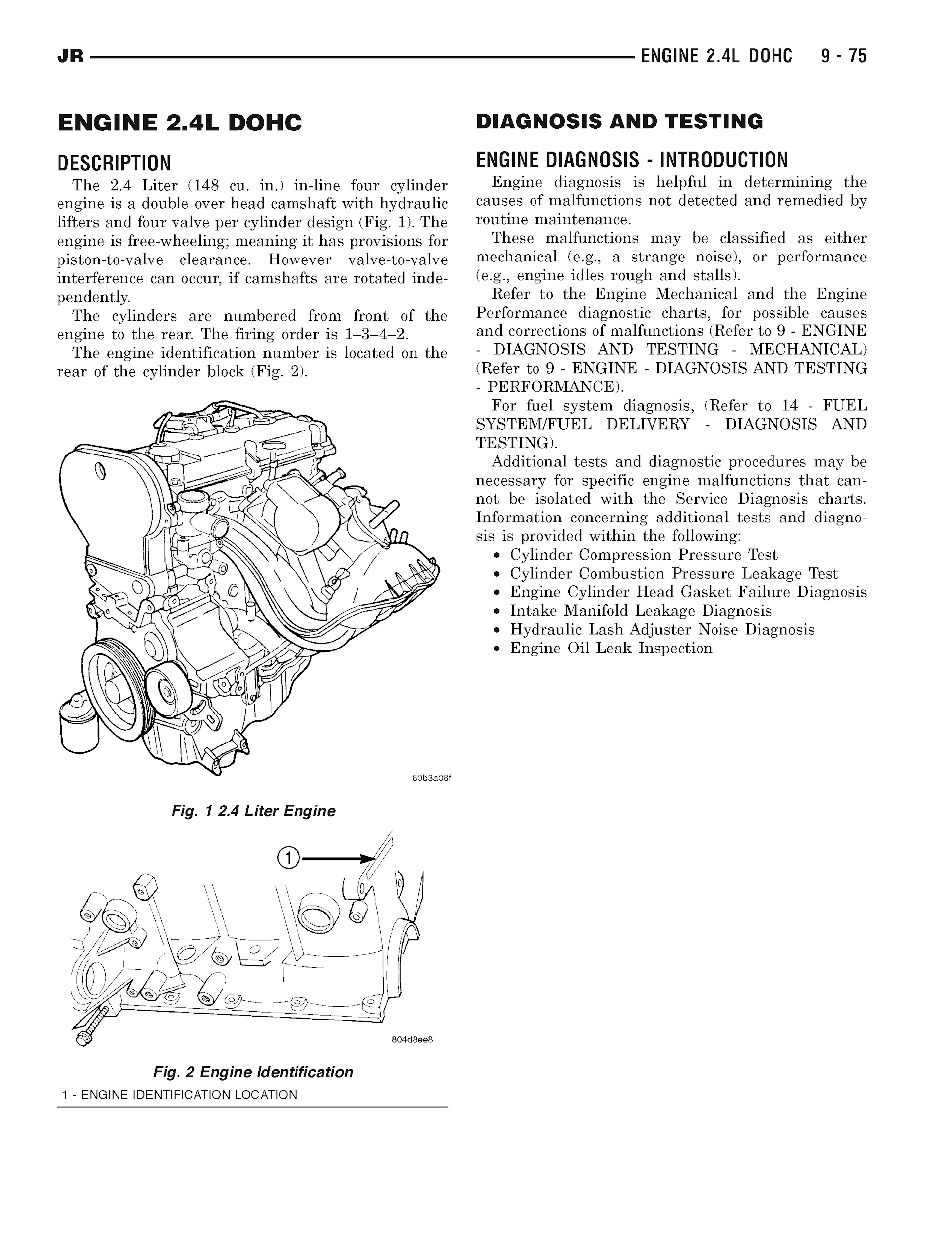 2001-2006 Chrysler Sebring Repair Manual, Engine 2.4L DOHC