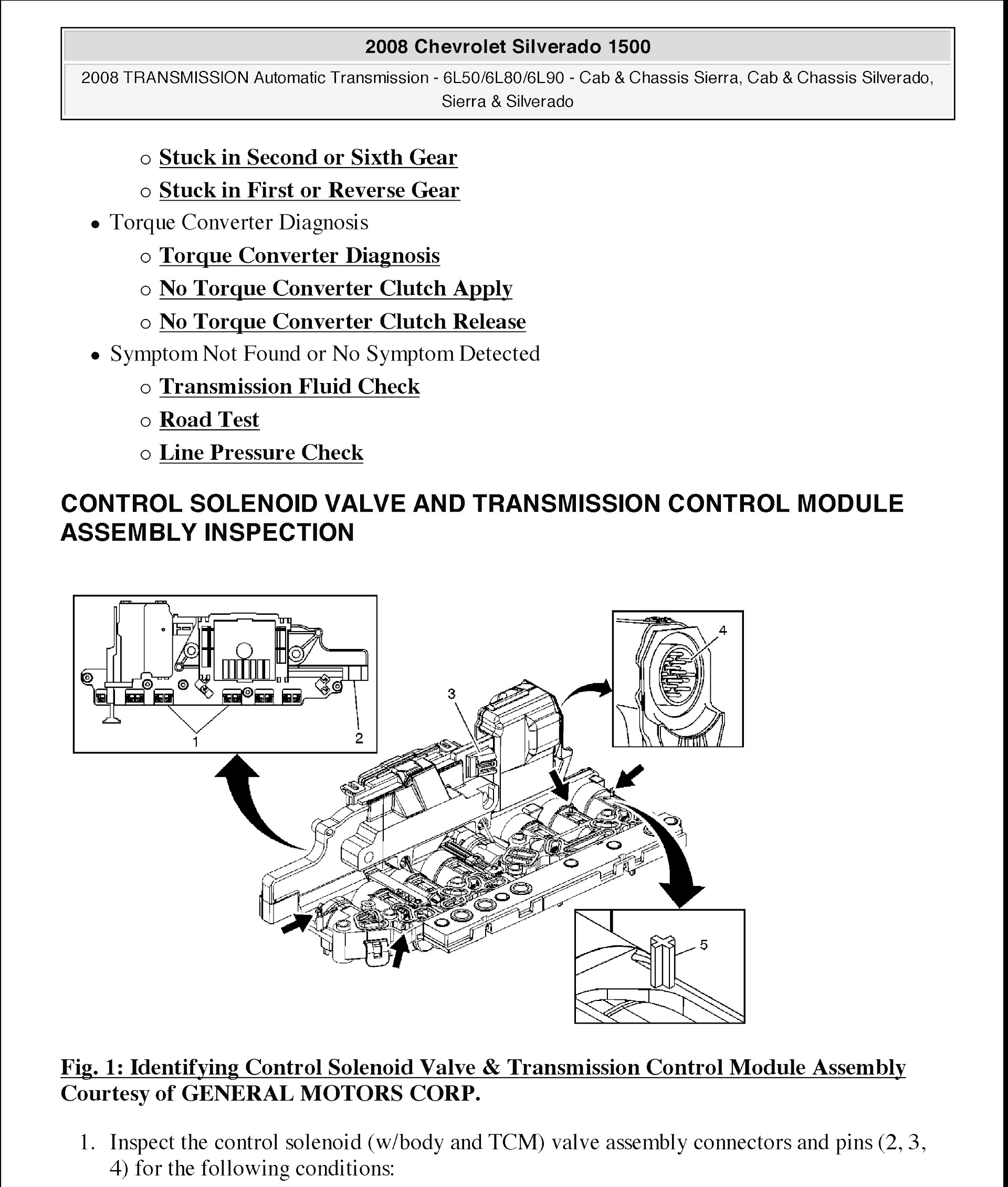 Chevrolet Silverado 1500 Repair Manual, Automatic Transmission