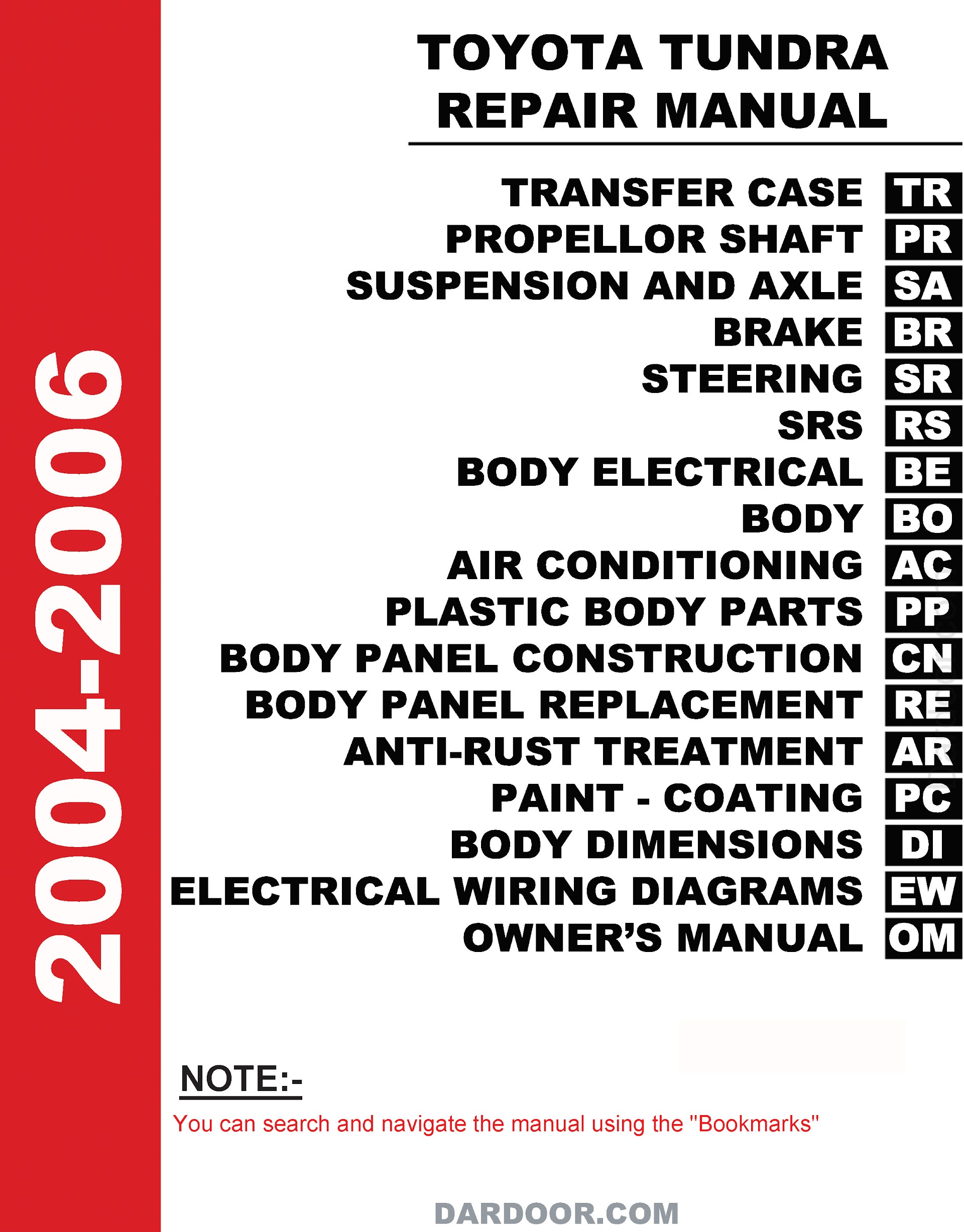Table of Contents 2004-2006 Toyota Tundra Repair Manual